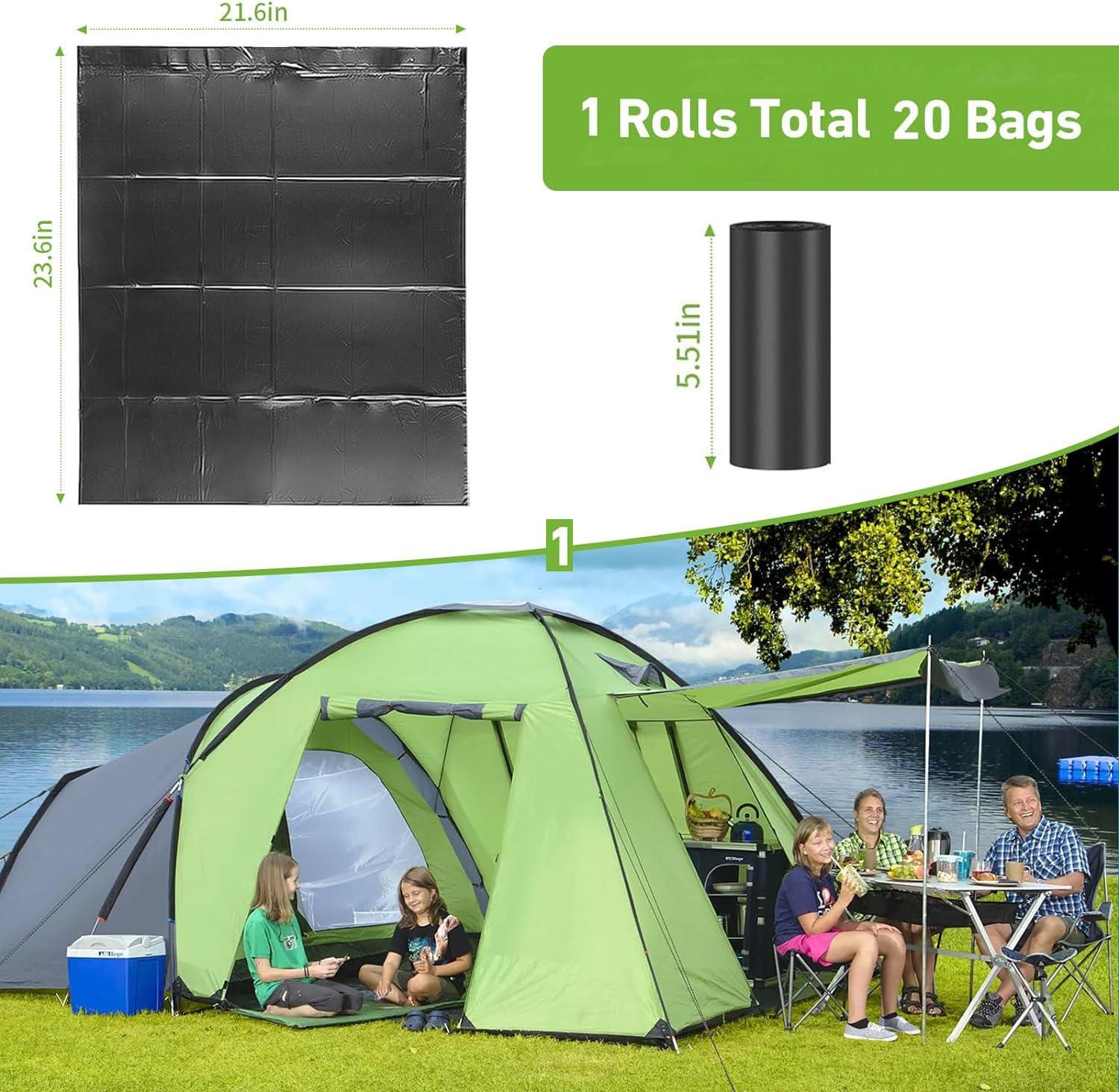 20 PCS Portable Toilet Bags for Camping - 100% Compostable & Biodegradable Toilet Replacement Bags, 8 Gallon Thickened Bucket Liner for Outdoor Boating Trip, Trash Bags Plastic Free - Image 2