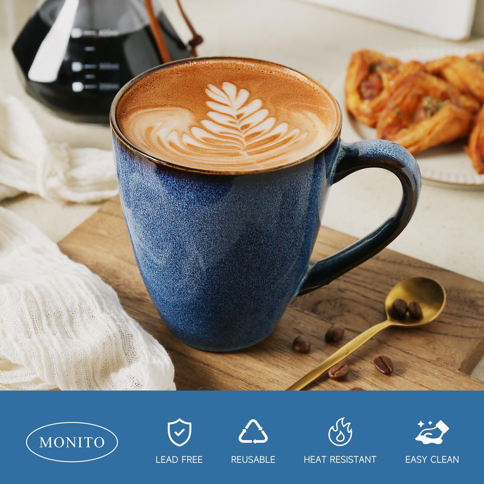 MONITO 17 OZ Coffee Mugs Set of 6, Large Ceramic Blue Coffee Mugs Set with handle for Tea/Latte/Milk/Cocoa, Funny Tea Cups for Office and Home, Engagement Gifts. (Starry Blue) - Image 5
