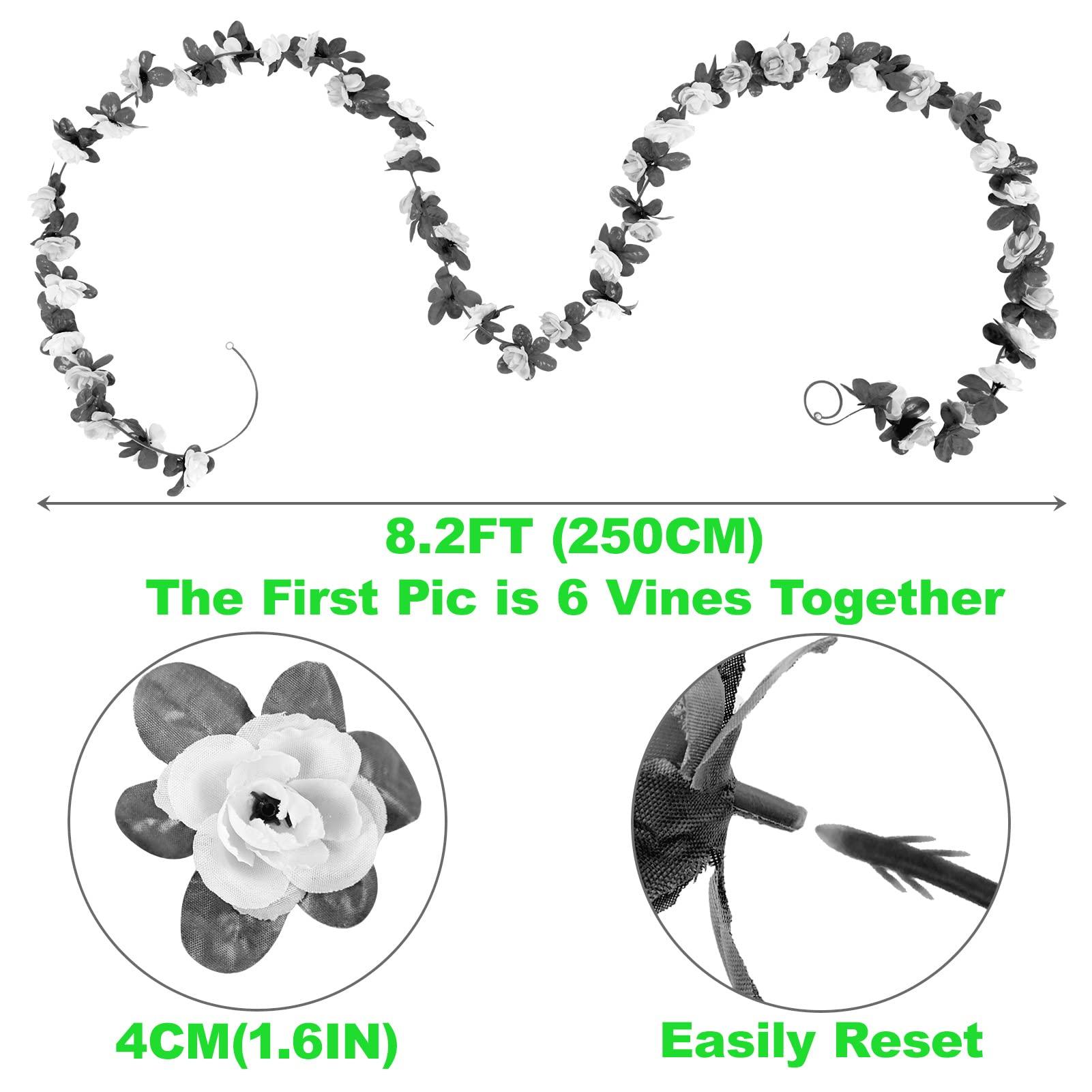 PONKING 8 Pcs 66FT Flower Garland, Artificial Rose Vine Flowers with Green Leaves Hanging for Room, Anniversary Wedding Birthday Christmas Wall Arch Decor, Spring Pink Flower - Image 7
