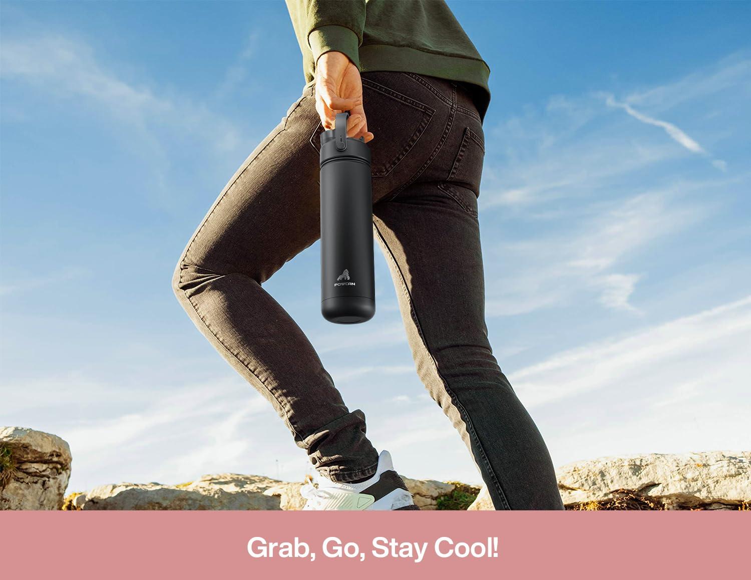 POWCAN 26 oz Insulated Water Bottle with 2-in-1 Straw and Spout Lid, Keep Cold 24H, Leak-Proof, Fits in Car Cup Holder, Stainless Steel Water Bottle for Sports, Travel, and School (Cotton Candy) - Image 8