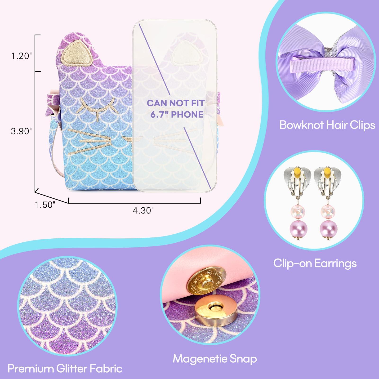 mibasies Purse for Little Girls Dress Up Jewelry Pretend Play Kids Accessories Mermaid Gifts - Image 7
