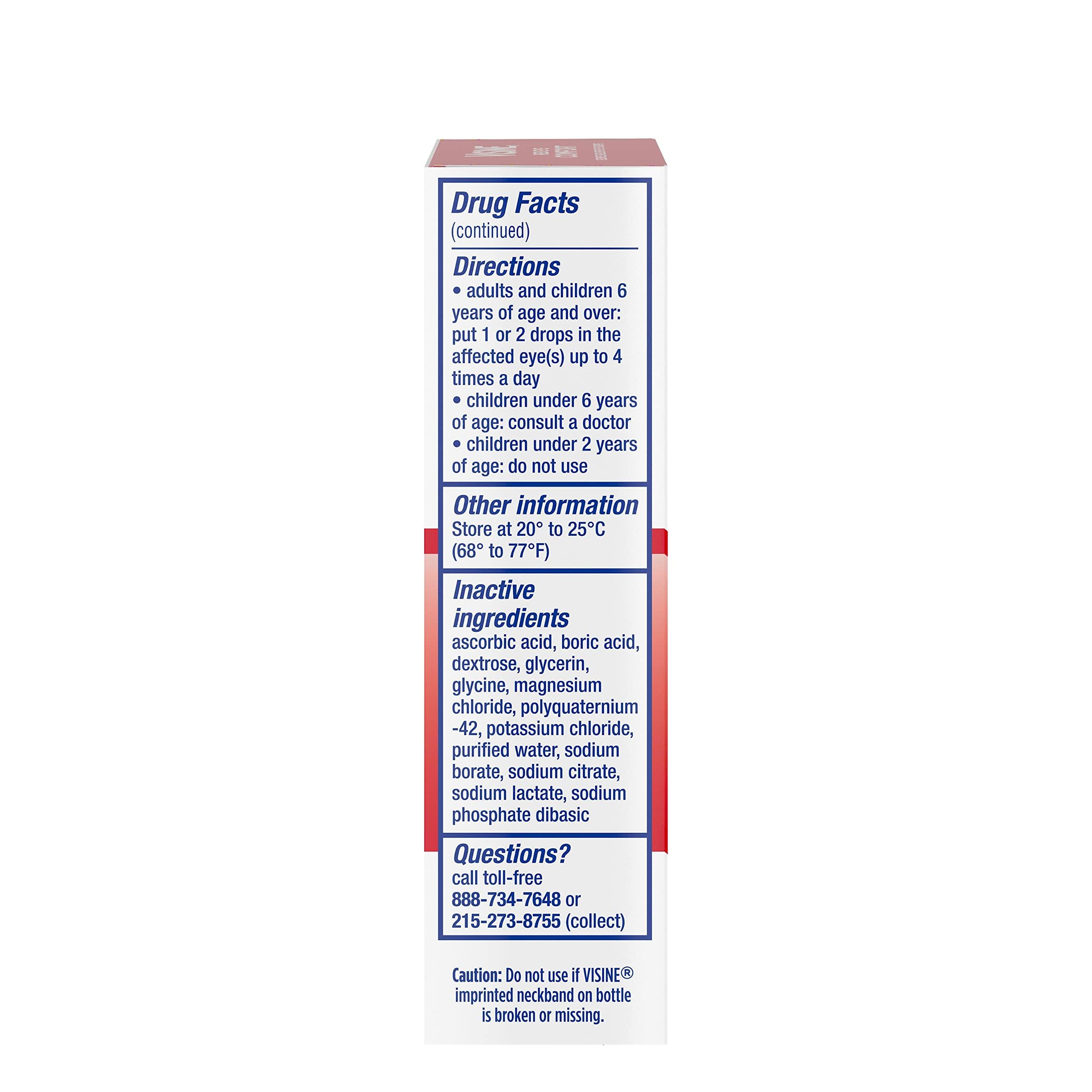 Visine Red Eye Comfort Redness Relief Eye Drops to Help Relieve Red Eyes Due to Minor Eye Irritations Fast, Tetrahydrozoline HCl, 0.5 fl. oz - Image 11
