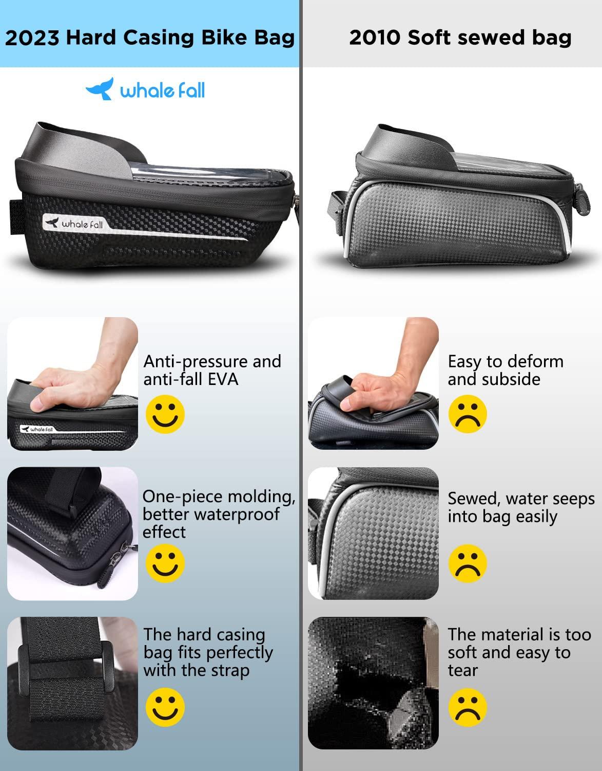 whale fall Hard Casing Bike Bag, Never Deform, Waterproof Bike Phone Holder with 0.25mm Sensitive TPU Touch-Screen, Bicycle Accessories, with Rain Cover for Phones under 6.9'' - Image 3