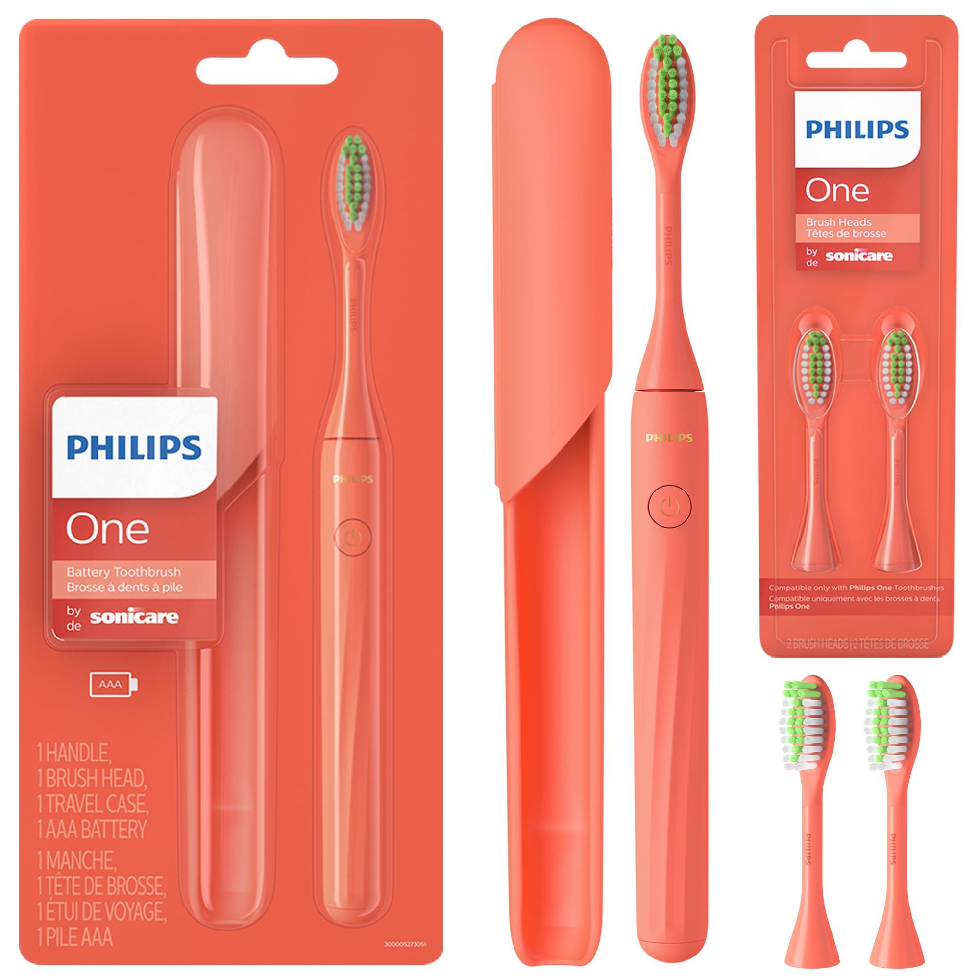Philips Sonicare Battery Toothbrush, Brush Head Bundle, Miami Coral, BD1001/AZ
