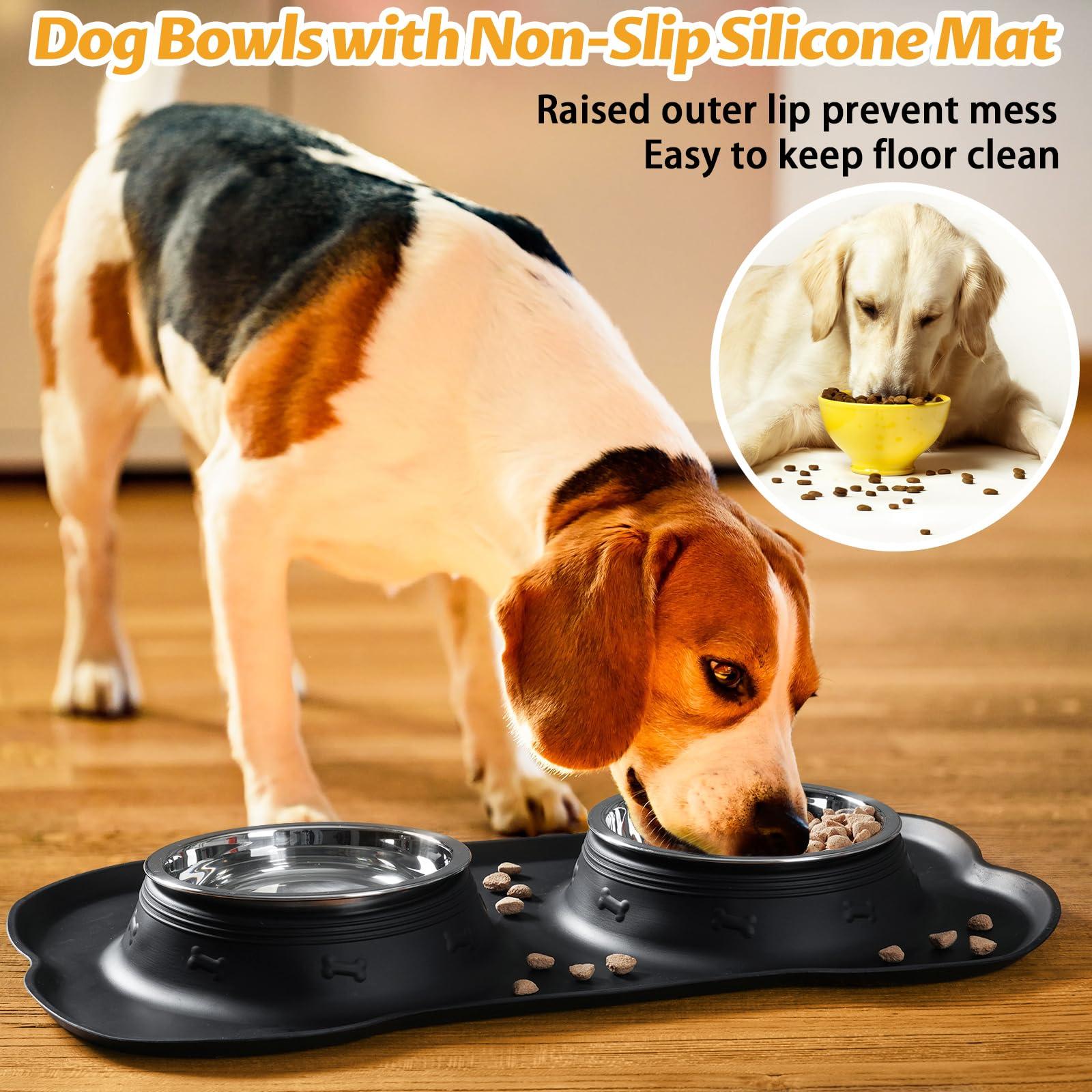 Hubulk Pet Dog Bowls 2 Stainless Steel Dog Bowl with No Spill Non-Skid Silicone Mat + Pet Food Scoop Water and Food Feeder Bowls for Feeding Small Medium Large Dogs Cats Puppies (S, Black) - Image 6