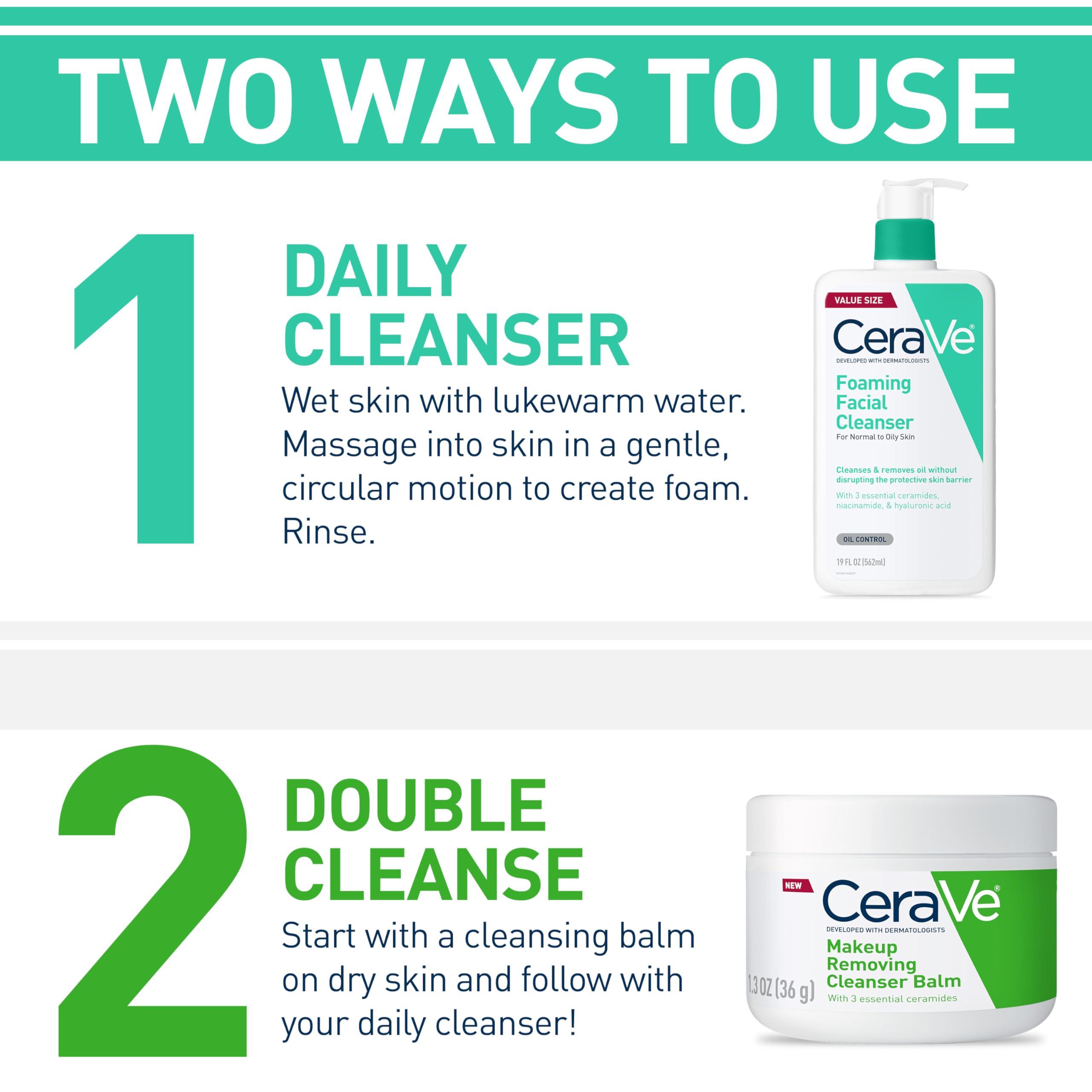 CeraVe Foaming Facial Cleanser, Daily Face Wash for Oily Skin, Hyaluronic Acid + Ceramides + Niacinamide, Fragrance Free & Paraben Free, Non-Drying Oil Control Face Wash, 16 Fluid Ounces - Image 3
