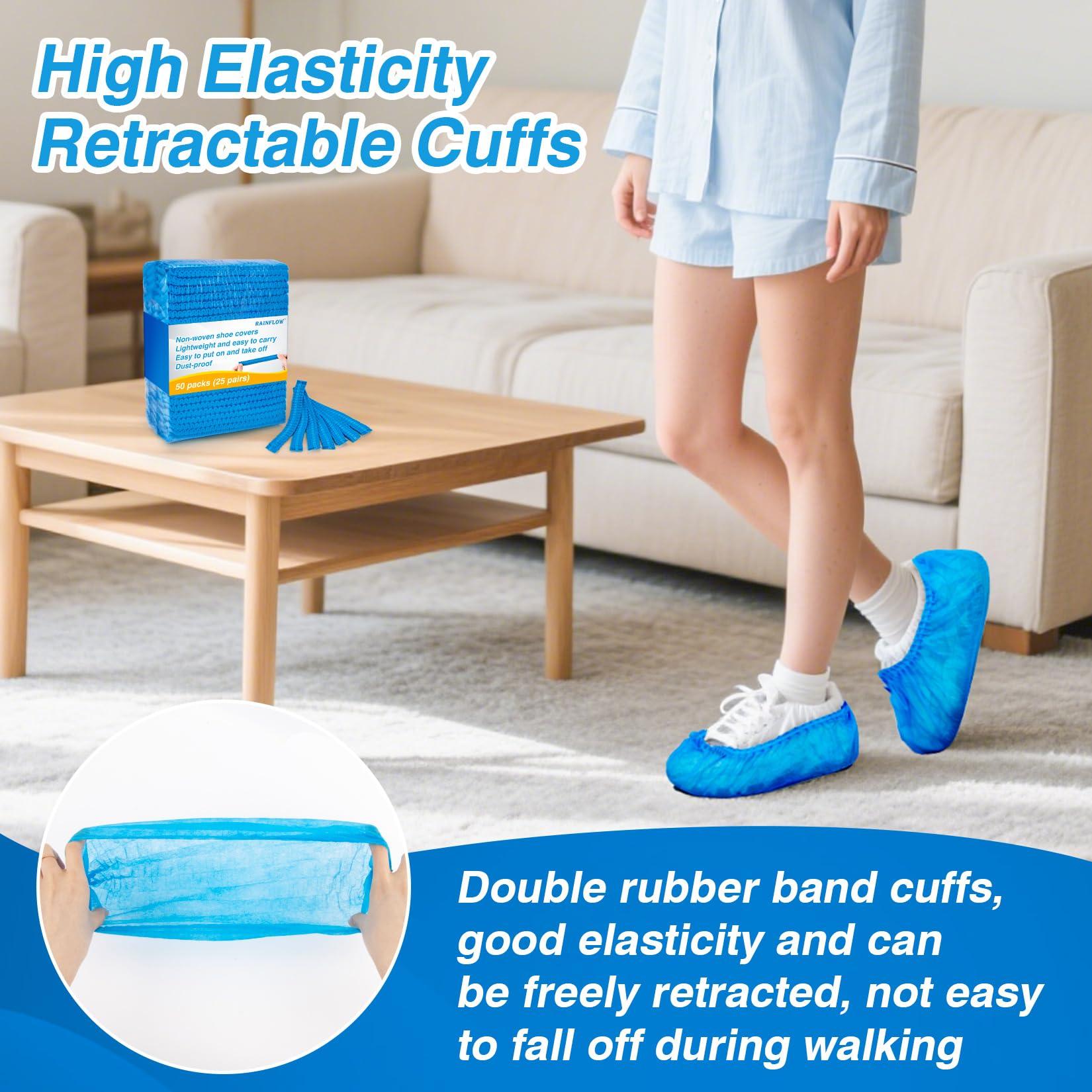 RAINFLOW 50 Pack (25 Pairs) Shoe Covers - Boot Covers Disposable Non Slip Shoe Covers for Men and Women Fits All Sizes of Shoe Booties for House Cleaning - Image 4