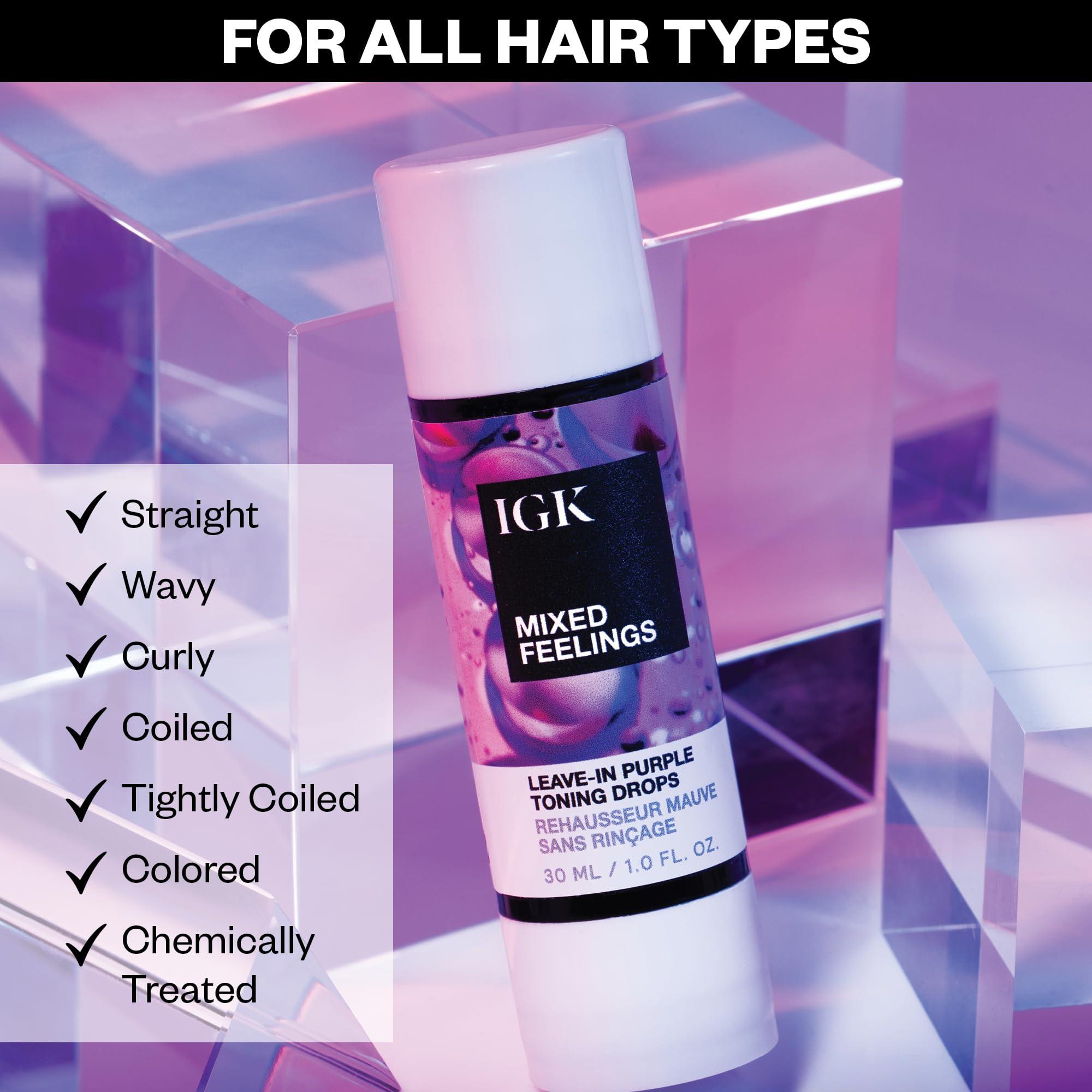 IGK MIXED FEELINGS Leave-In Blonde Toning Drops | Brighten + Neutralize Brass | Vegan + Cruelty Free | 1 Oz - Image 6