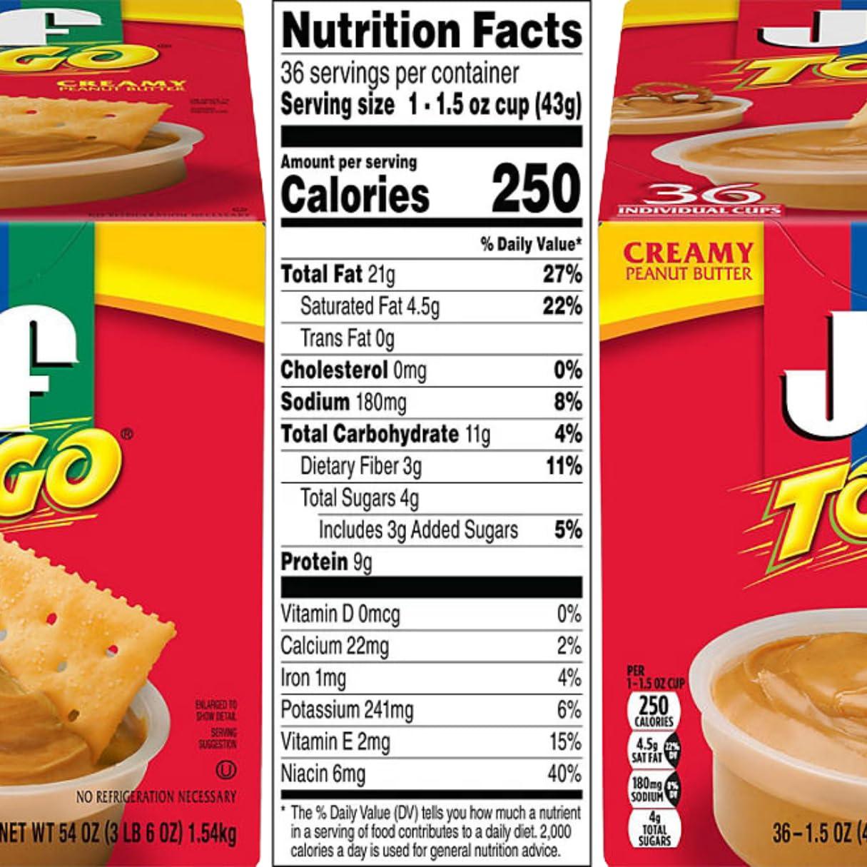 JIF To Go Creamy Peanut Butter 12 Cups Count - Image 2