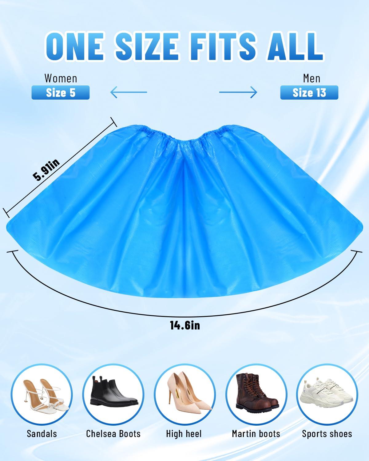 Shoe Covers Disposable-120 Pcs(60 pairs) Compact, Waterproof and Recyclable Shoe Booties Covers for Indoors,fits up to size 11 US Men and 13 US Women, Blue, Large - Image 2