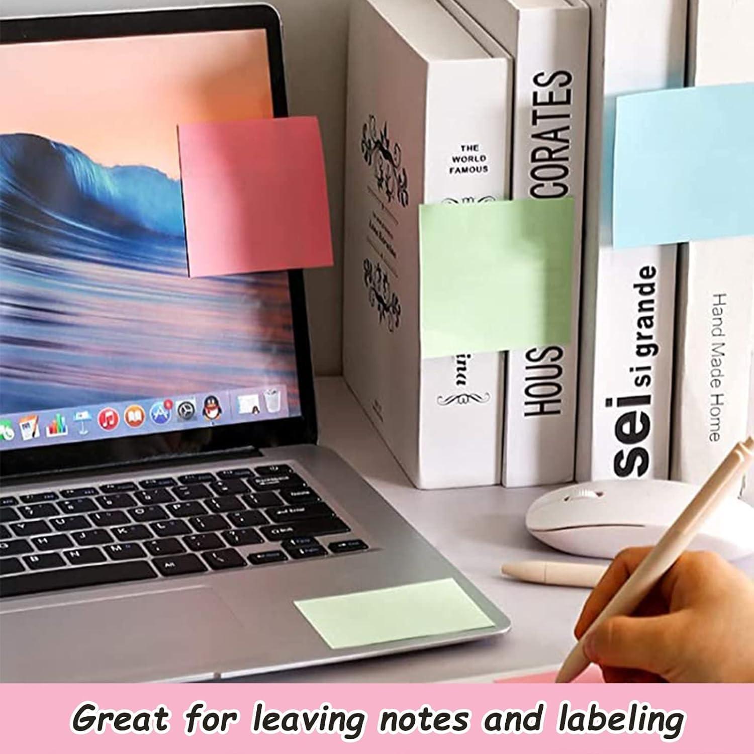 HappyHapi Sticky Notes 3x3 Inches Bulk 28 Pack 2800 Sheets Colored Self-Stick Pads, 100 Sheets/Pad, 4 Bright Colors (Yellow, Green, Pink, Blue) for Office Supplies, School, Home - Image 6