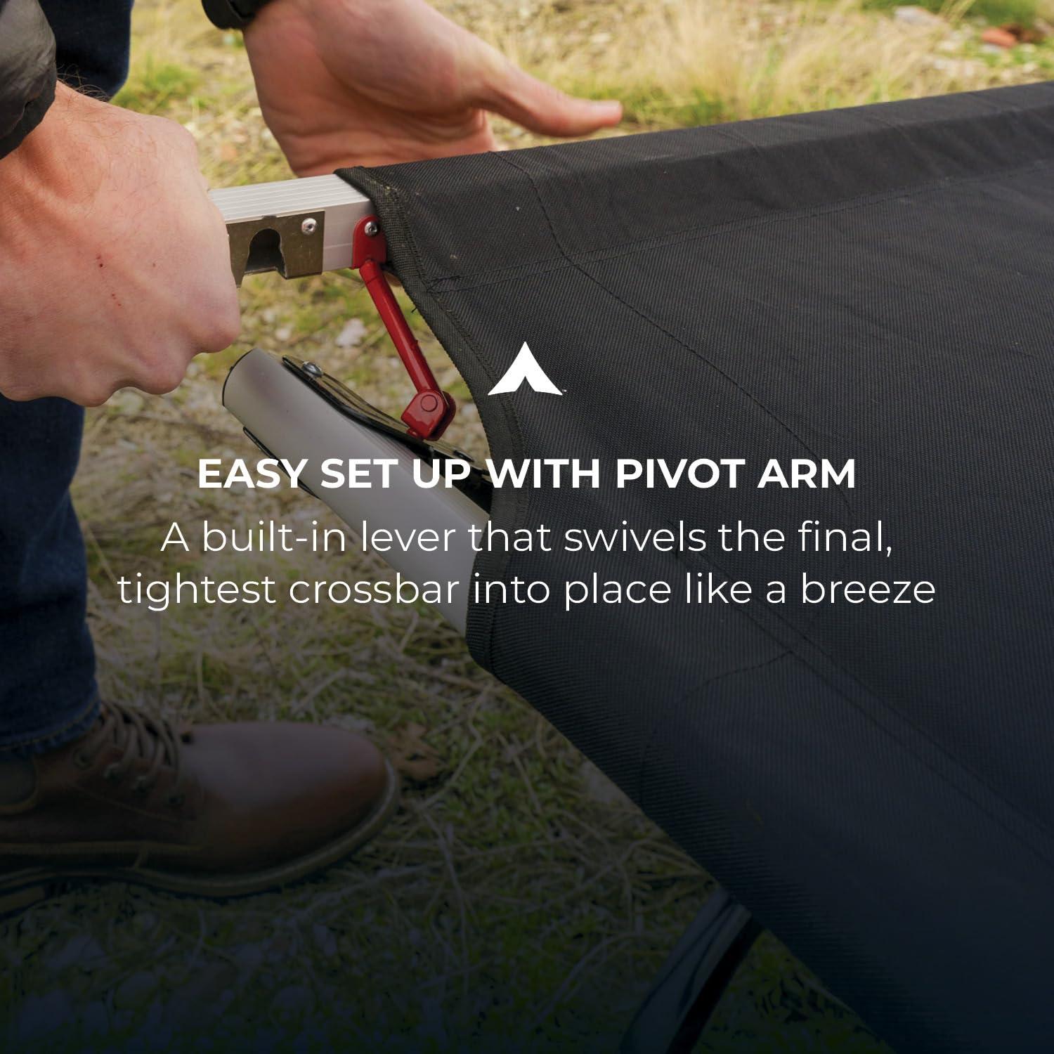 Teton Camping Cot with Patented Pivot Arm, Folding Camping Cot, Durable Heavy Duty Canvas, Comfortable Sleeping Bed for Adults, Portable - Image 5