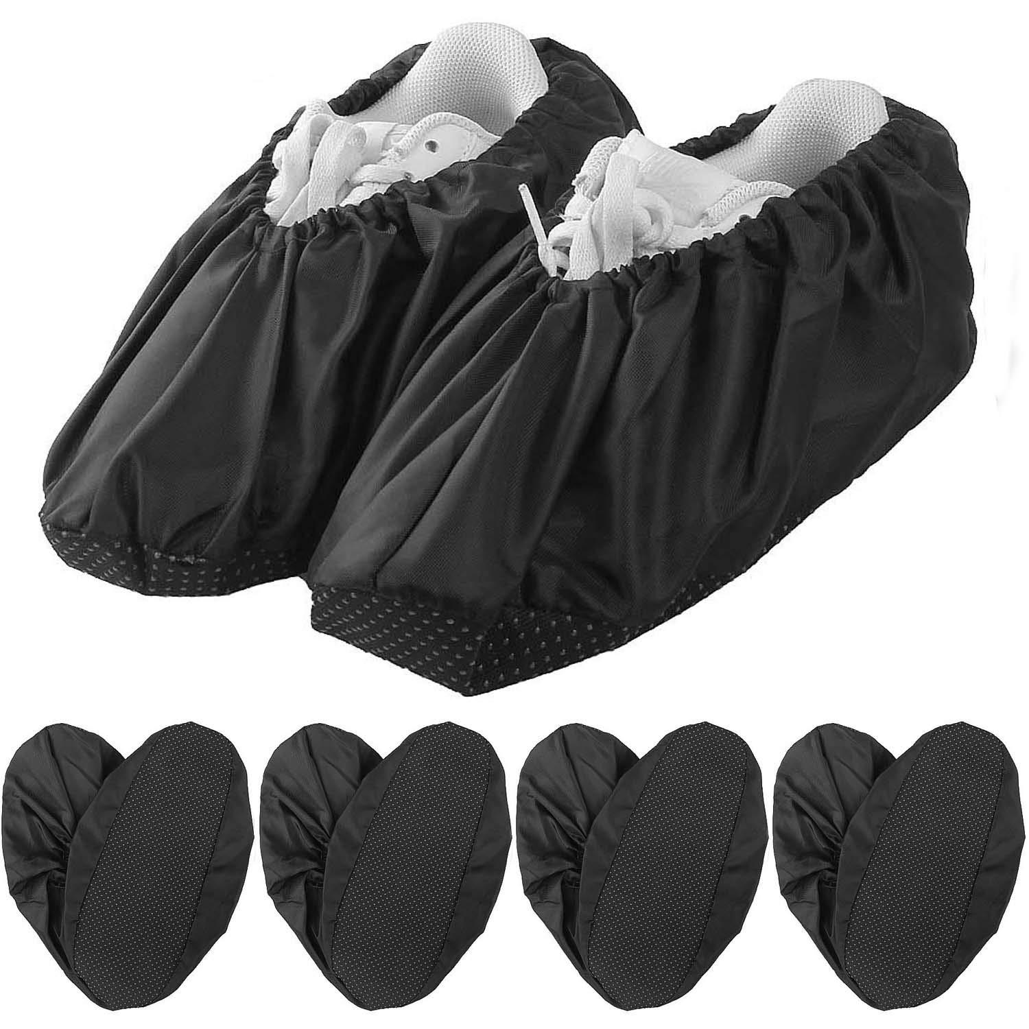 AConnet 5 Pairs Waterproof Shoe Covers Reusable Non Slip Shoe Covers For Indoors, Thickened Oxford Cloth Boot Covers For Contrators And Carpet Floor, One Size Fit Most Men's Shoes Size 9-12