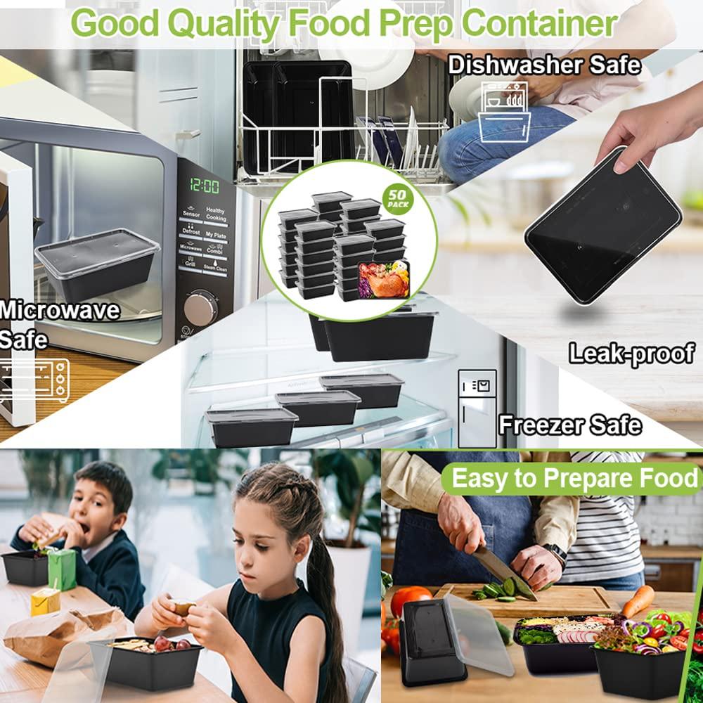 IUMÉ 50-Pack Meal Prep Containers, 26 OZ Microwavable Reusable Food Containers with Lids for Food Prepping, Disposable Lunch Boxes, Plastic Food Boxes- Stackable, Freezer Dishwasher Healthy - Image 7