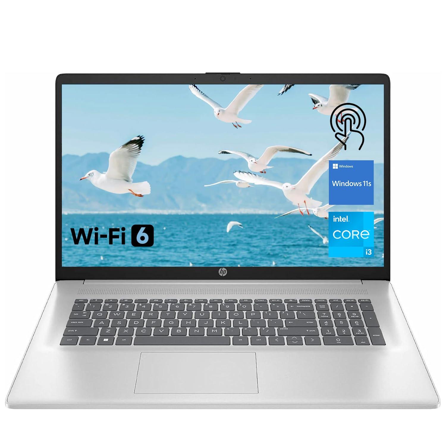HP Premium 17.3" Touchscreen Laptop, 8-Cores Intel Core i3-N305, 32GB RAM, 128GB eMMC + 1TB SSD, Webcam, HDMI, Wi-Fi 6, Windows 11 S, Silver