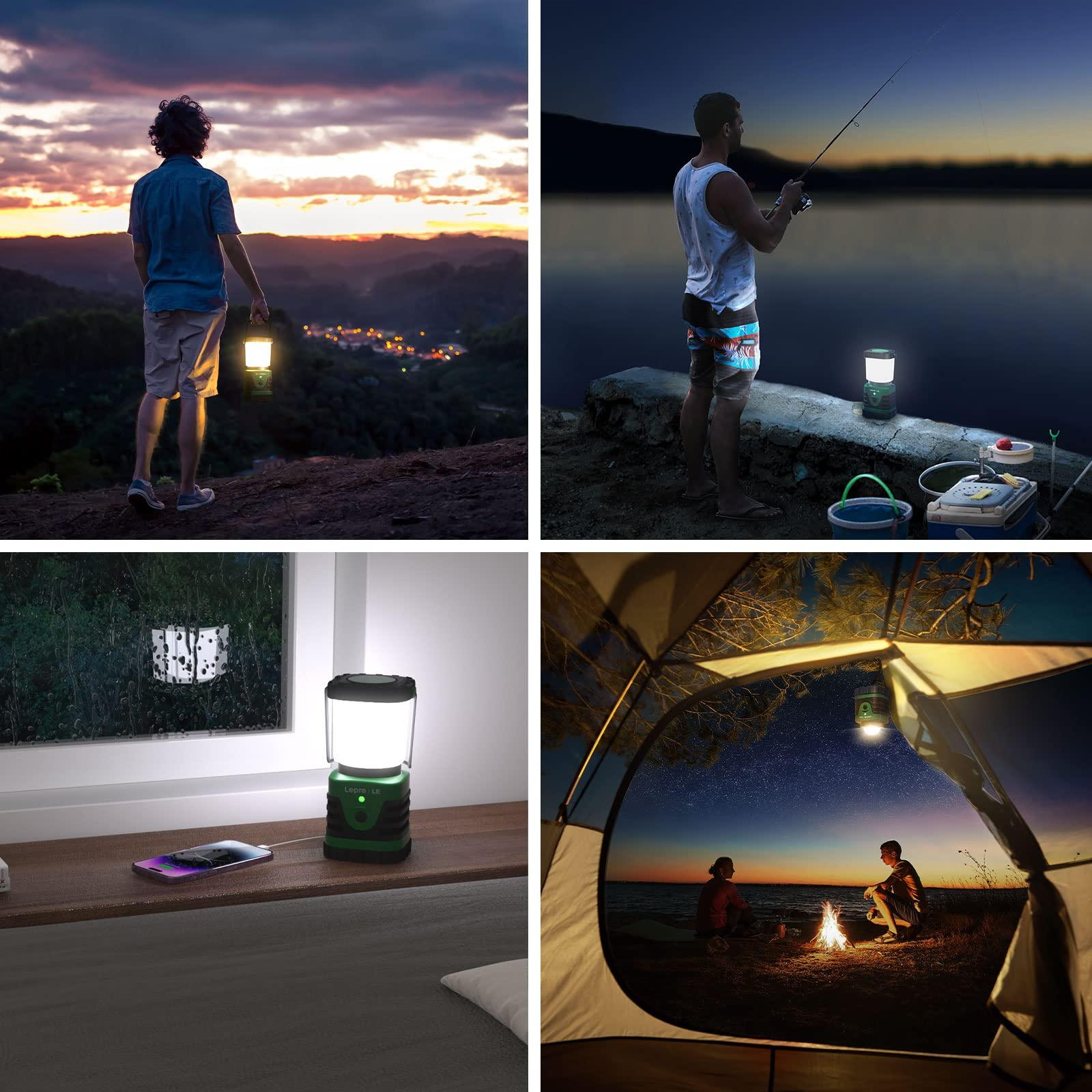 Lighting EVER 1000LM LED Camping Lantern Rechargeable, 4400mAh Power Bank, Camping Essential with 4 Light Modes, IP44 Waterproof Lantern Flashlight for Hurricane Emergency, Hiking, USB Cable Included - Image 7