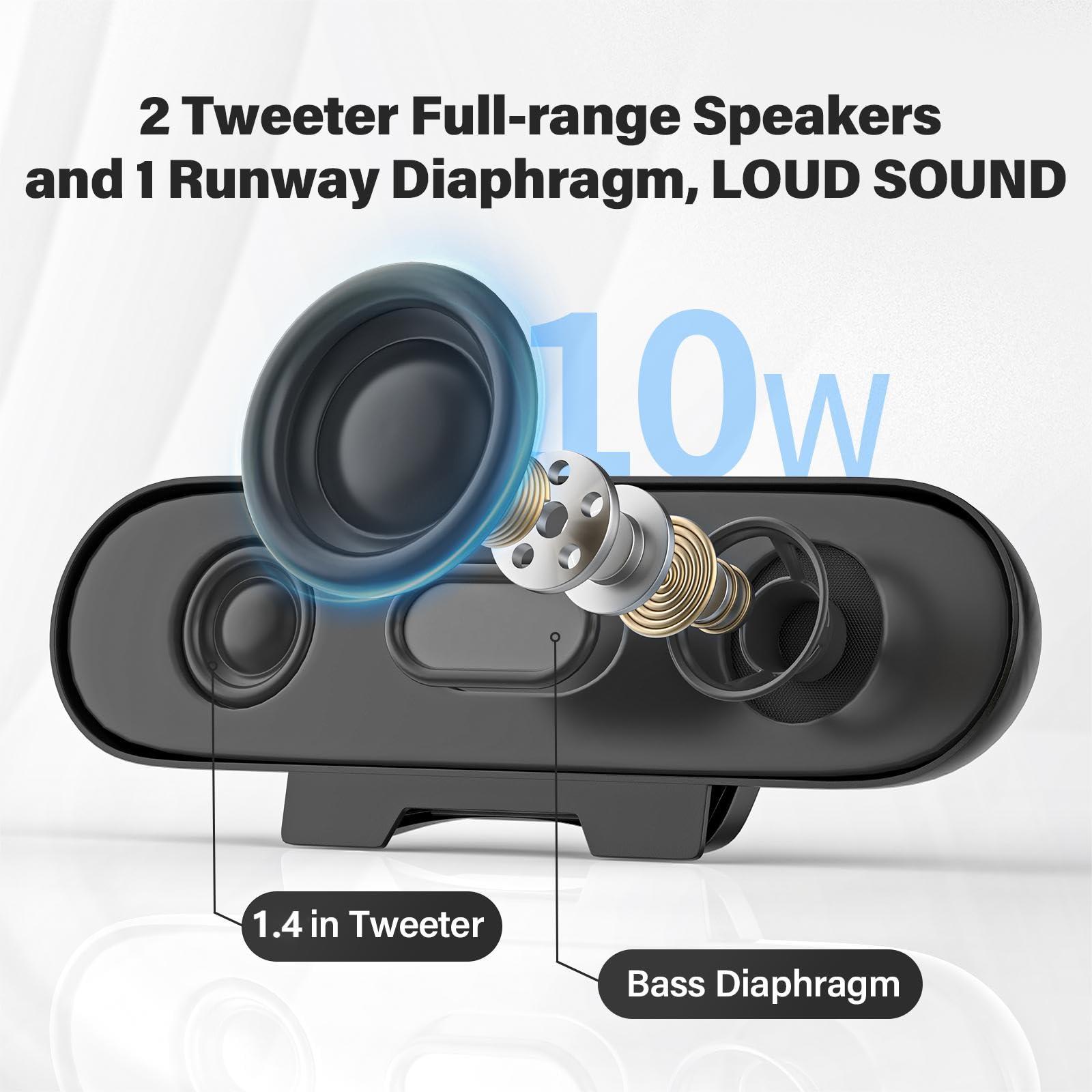 LXTNFU Computer Speakers for Desktop Monitor,Single Speakers for Desktop PC,Laptop Speaker with Loud Sound,Volume Control Easily Clamps to Monitors(USB-C to USB Adapter Included) (Black) - Image 2