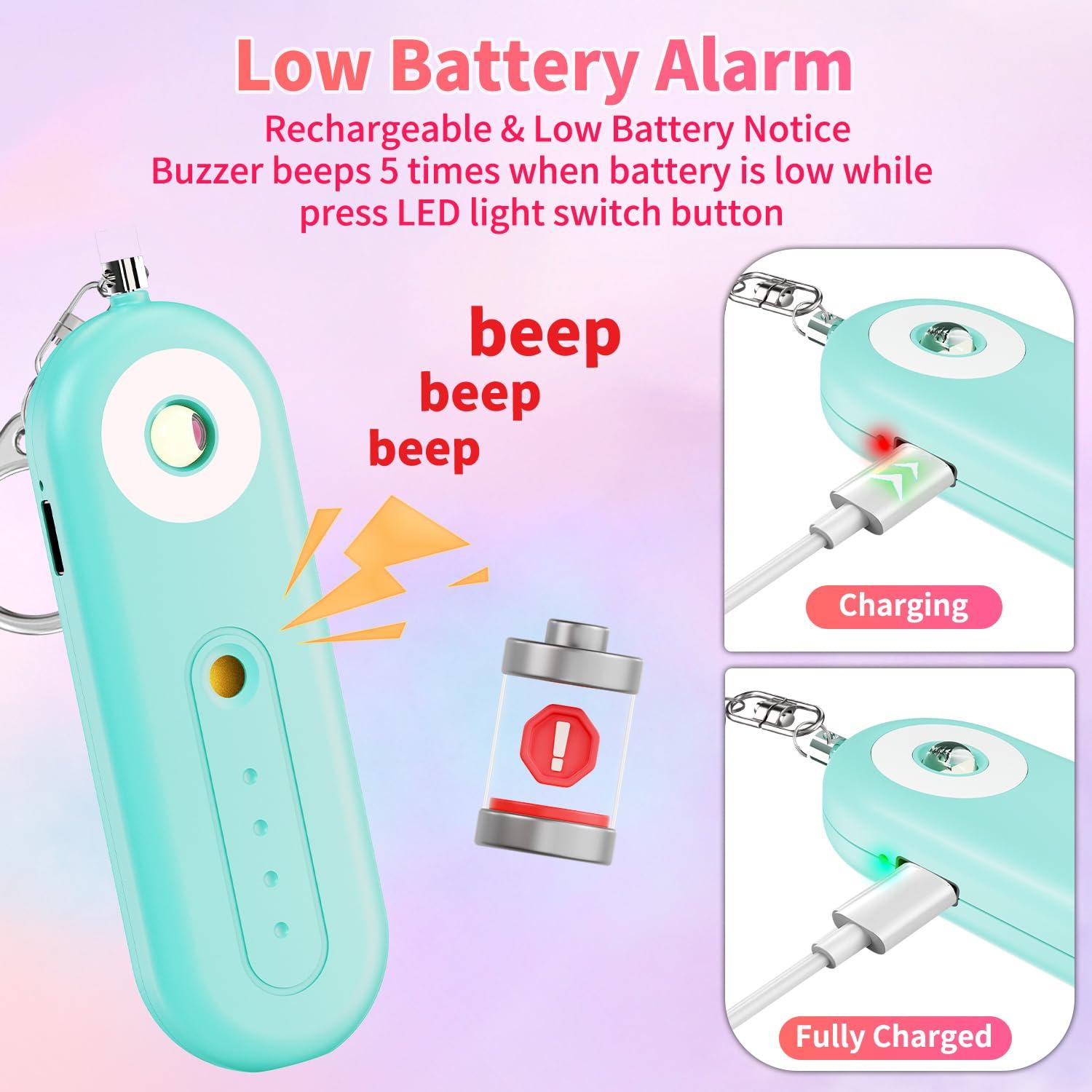 Rechargeable Personal Safety Alarm for Women - 130dB Self Defense Keychain Alarm Whistle with SOS Strobe Light, Low Battery Notice - Security Protection Devices for Kids Elderly College Essentials - Image 5