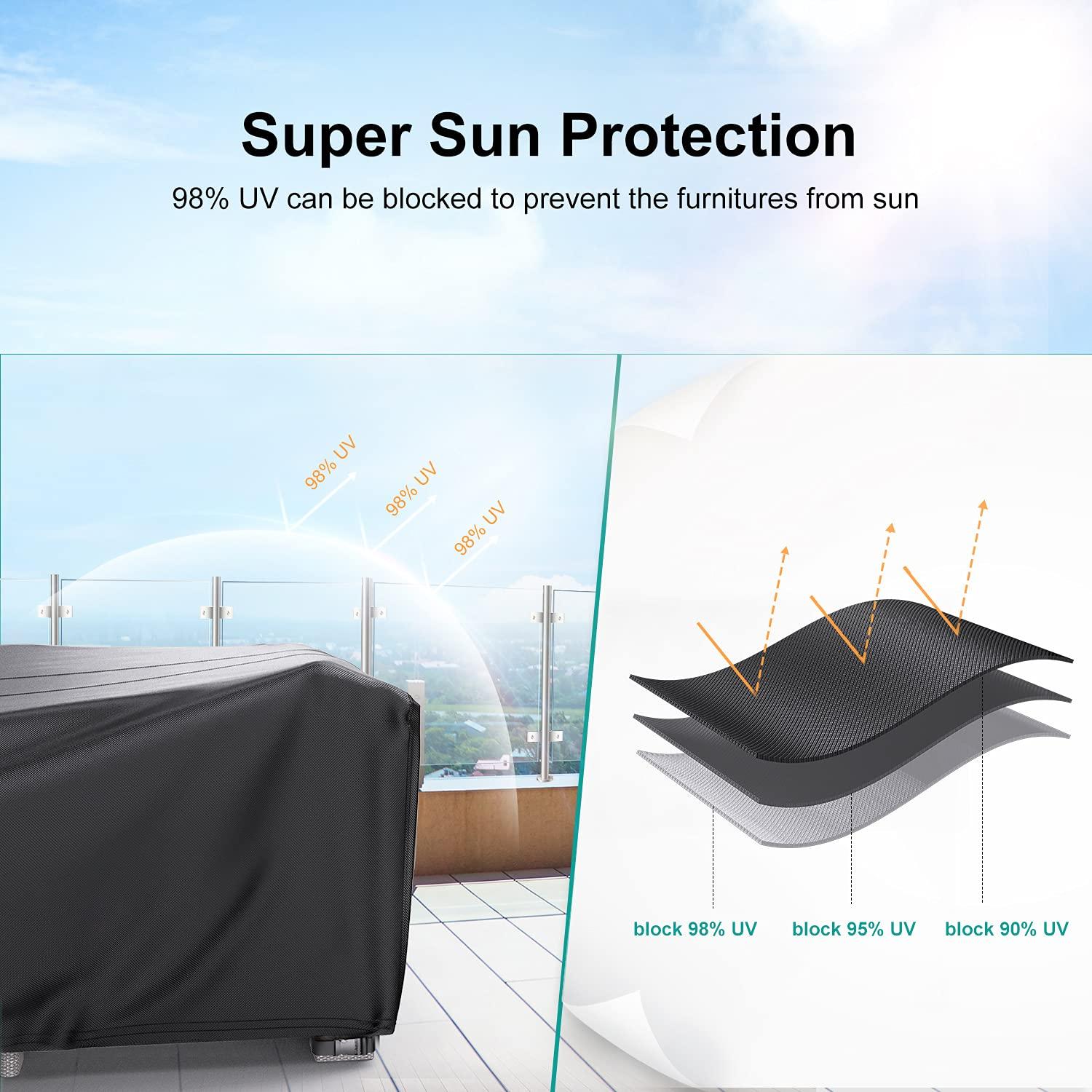 BROSYDA Patio Furniture Covers, Heavy Duty Outdoor Furniture Cover Waterproof, Sectional Sofa Set Covers Table and Chair Set Cover 108" L × 82" W × 28" H - Image 5