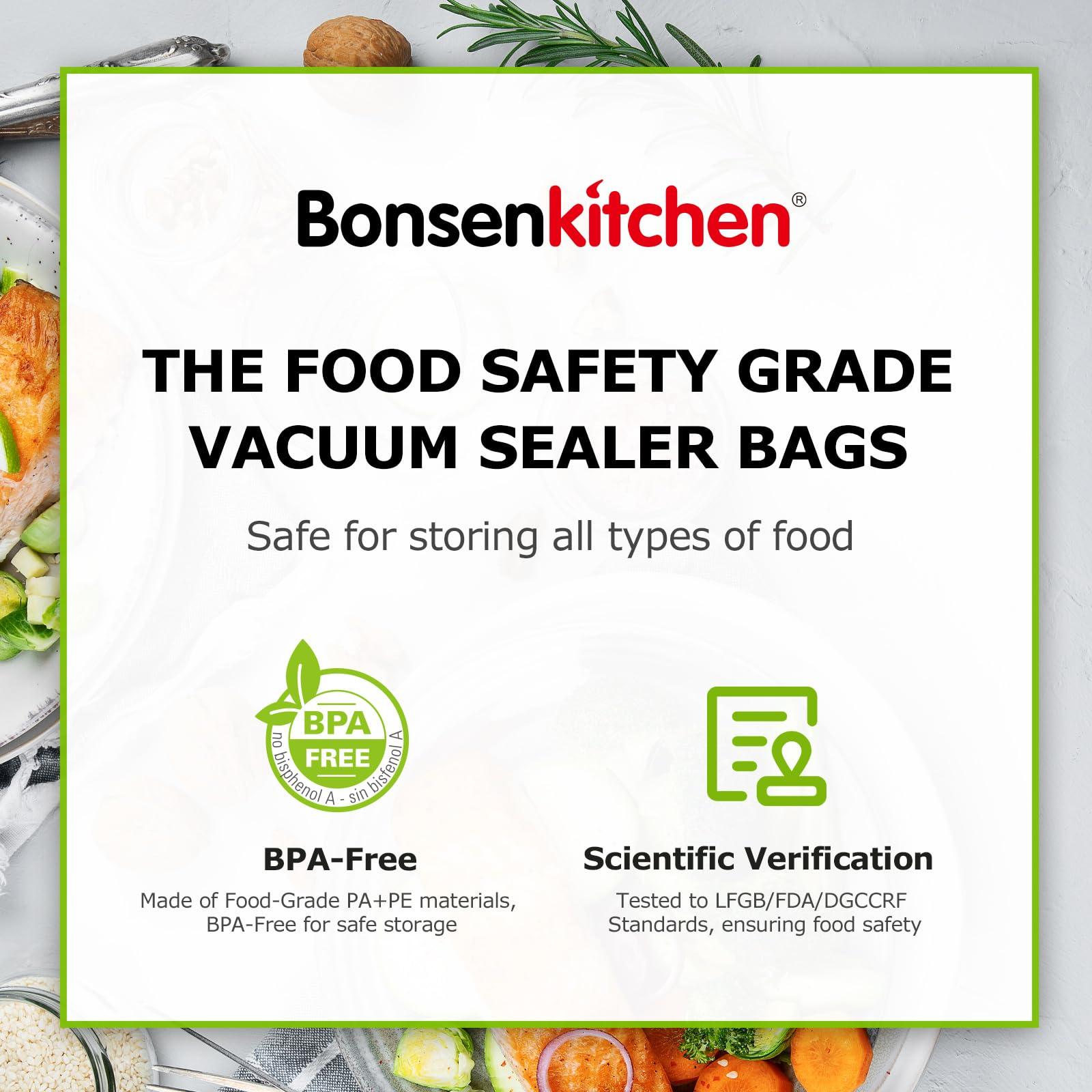 Bonsenkitchen Precut Vacuum Sealer Bags 200 Quart 8" x 12", BPA Free, Commercial Grade Textured Food Vacuum Sealer Bag, Thick Embossed Bags for Storage and Sous Vide Cooking VB3208 - Image 7