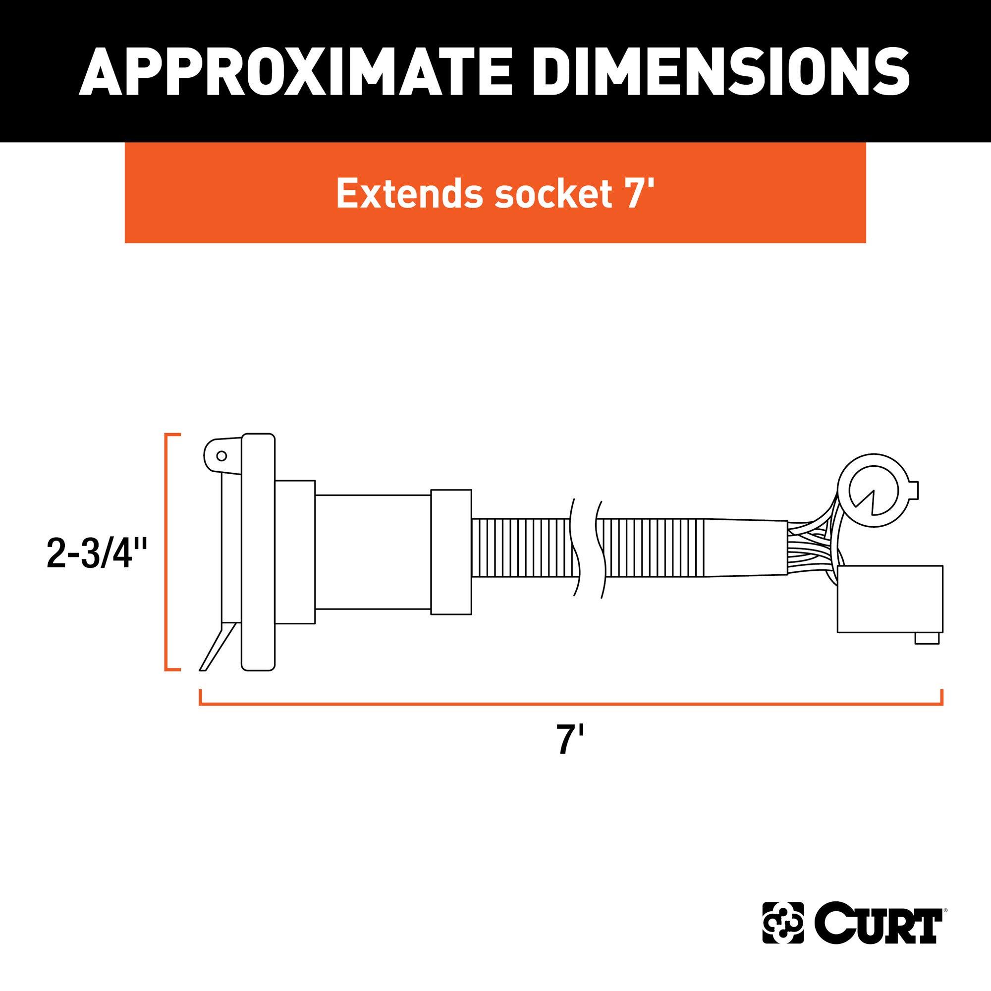 CURT 56070 7-Foot Vehicle-Side Truck Bed 7-Pin Trailer Wiring Harness Extension, Select Chevrolet, Dodge, Ford, GMC, Nissan, Ram, Toyota - Image 2