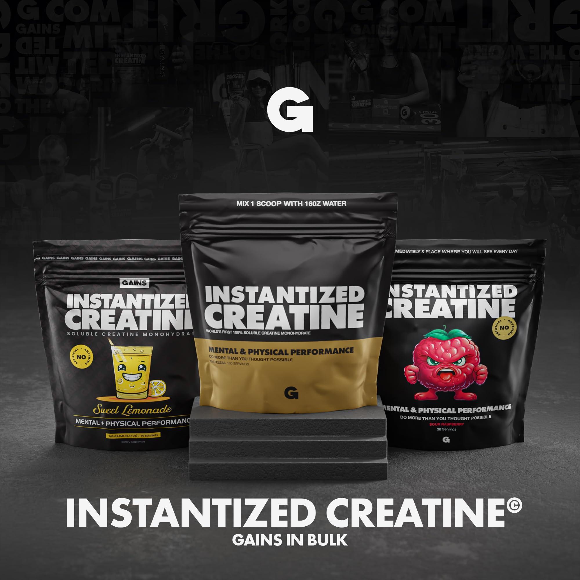 Gains in Bulk Instantized Creatine Monohydrate for Women and Men, Soluble Pre Workout Powder, Supports Muscle Building, Strength and Performance, Bodybuilding Supplements, Unflavored, 100 Servings - Image 8