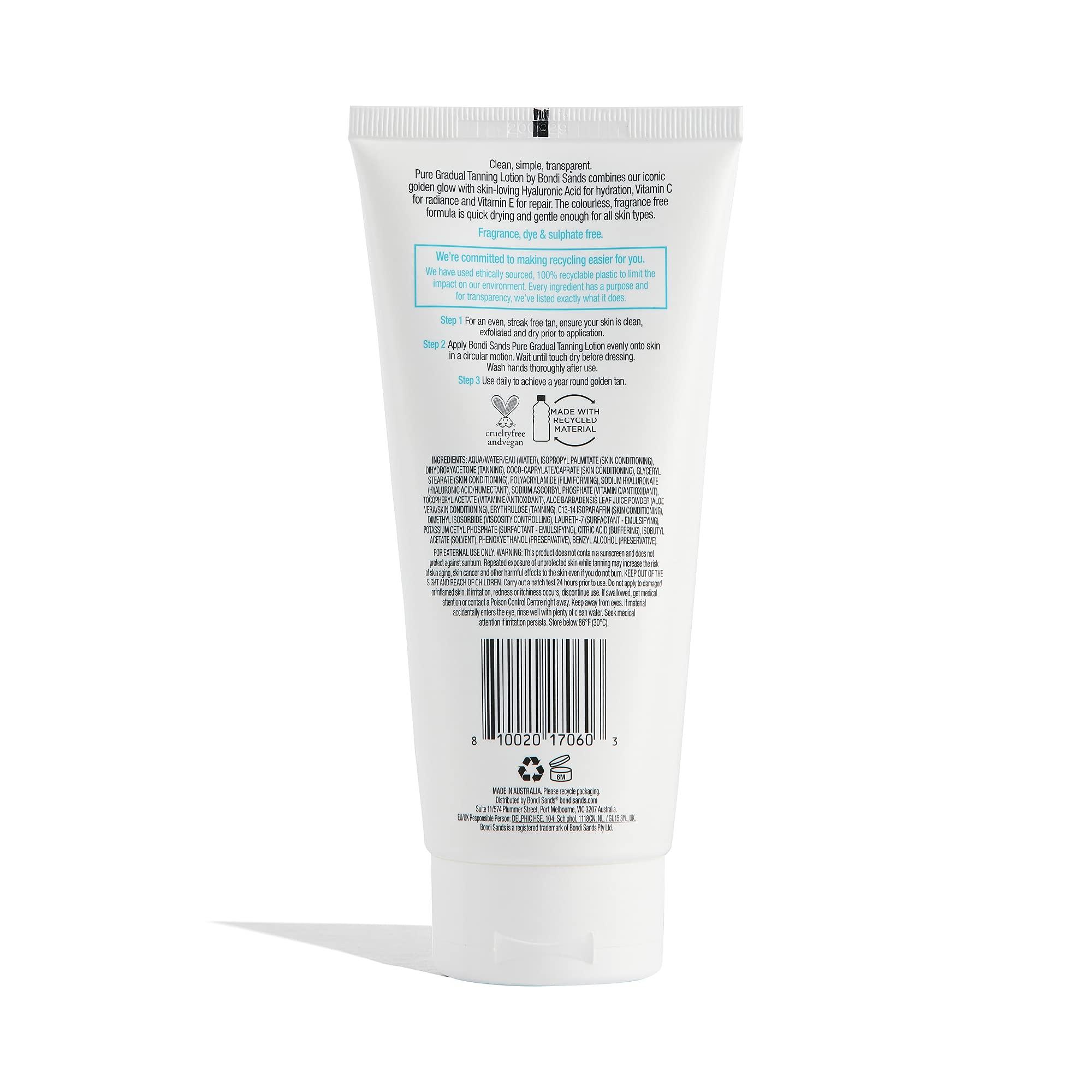 Bondi Sands PURE Gradual Tanning Lotion | Hydrates with Hyaluronic Acid for a Glowing Tan, Fragrance Free, Cruelty Free, Vegan | 6.76 Oz/200 mL - Image 2
