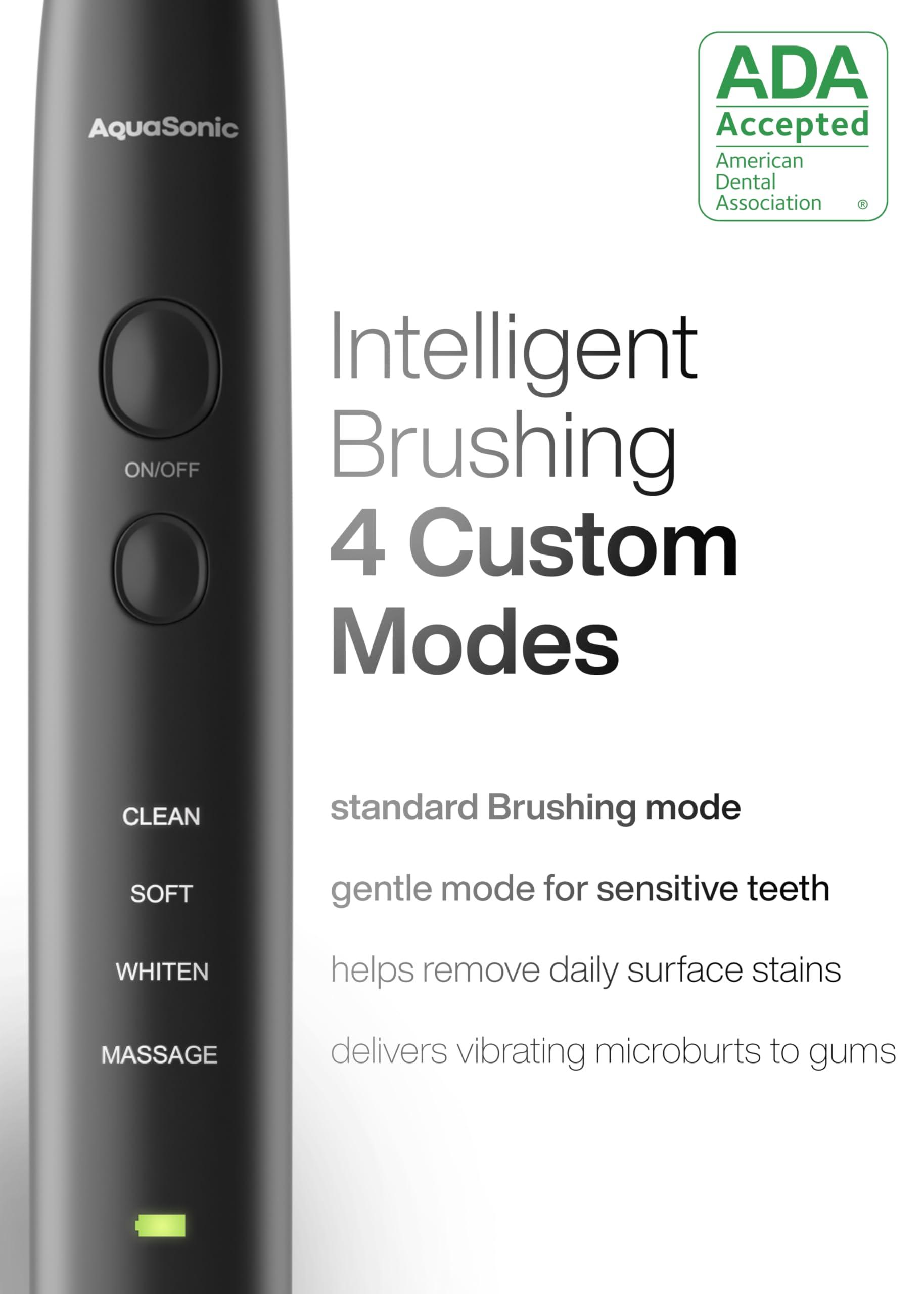 Aquasonic Black Series Ultra Whitening Toothbrush – ADA Accepted Electric Toothbrush- 8 Brush Heads & Travel Case – 40,000 VPM Electric Motor & Wireless Charging - 4 Modes w Smart Timer - Image 4
