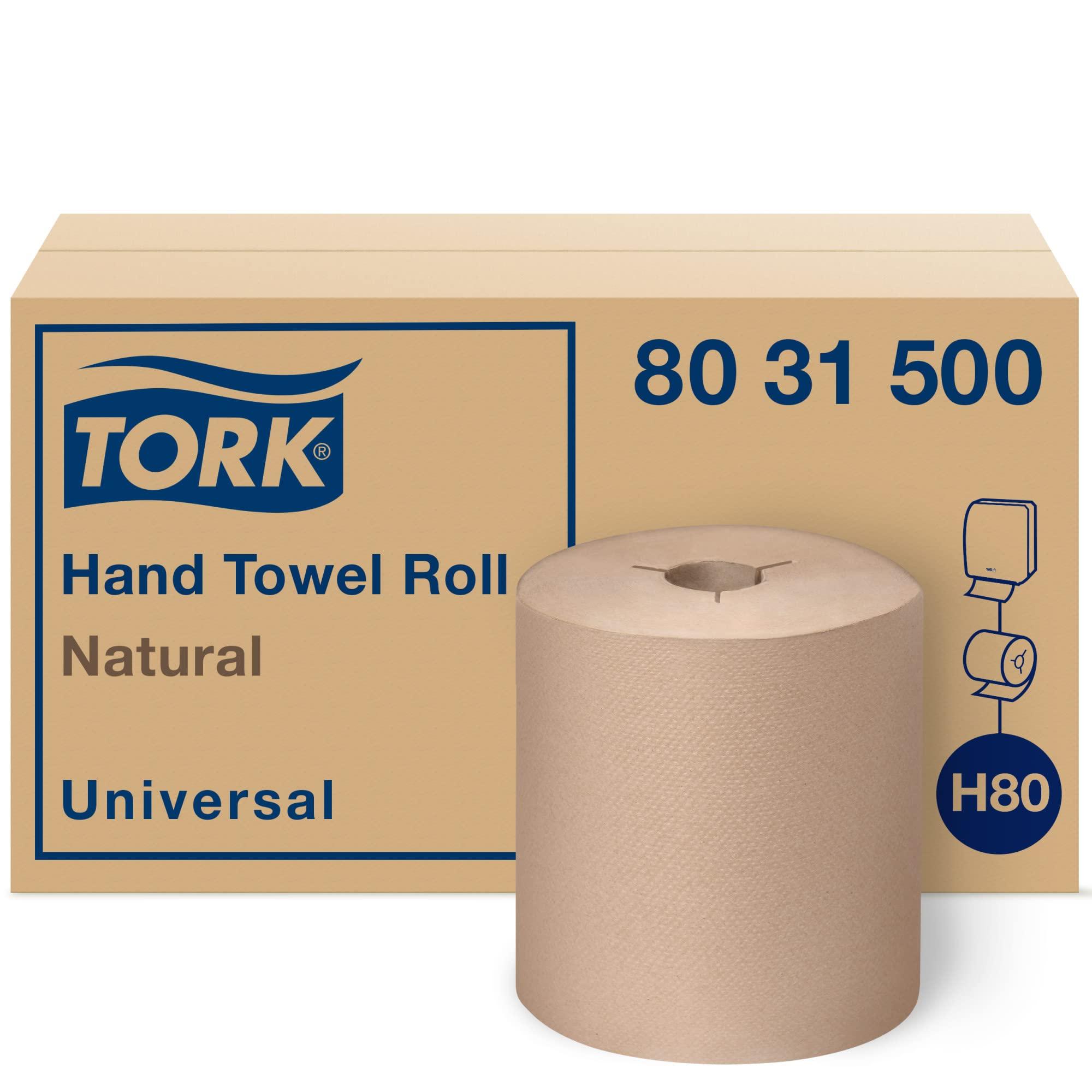 Tork Hand Towel Roll, Natural, Universal, H80, 100% Recycled, 1-Ply, 6 Rolls x 630 ft, 8031500