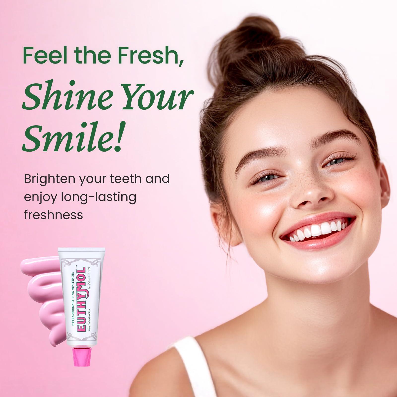 EUTHYMOL Whitening Toothpaste (3.7fl oz) - Stain Removal in 2 Weeks, Long-Lasting Freshness for Sensitive Gum & Teeth. Bad Breath, Cavity Prevention. Recyclable Aluminum Tube - Image 2