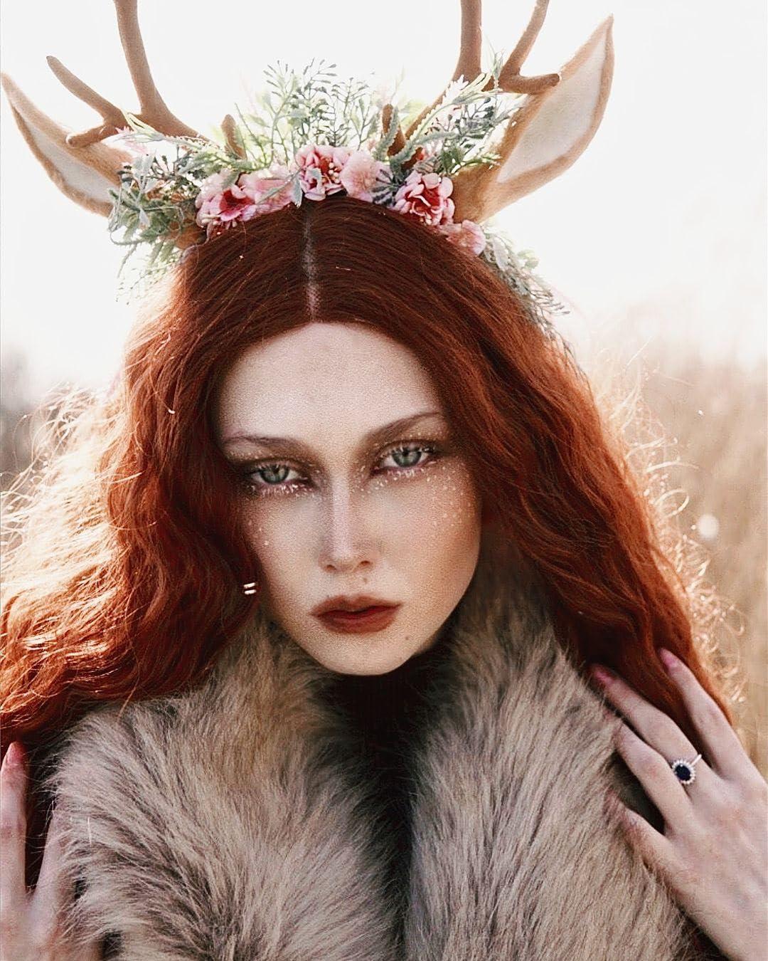 MOSTORY Handmade Antler Headband Brown - Adjustable Reindeer Horns Crown with Ears Fairy Flower Woodland Headpiece for Renaissance Christmas Cosplay Prom Fae Ball Costume Photo Prop - Image 2