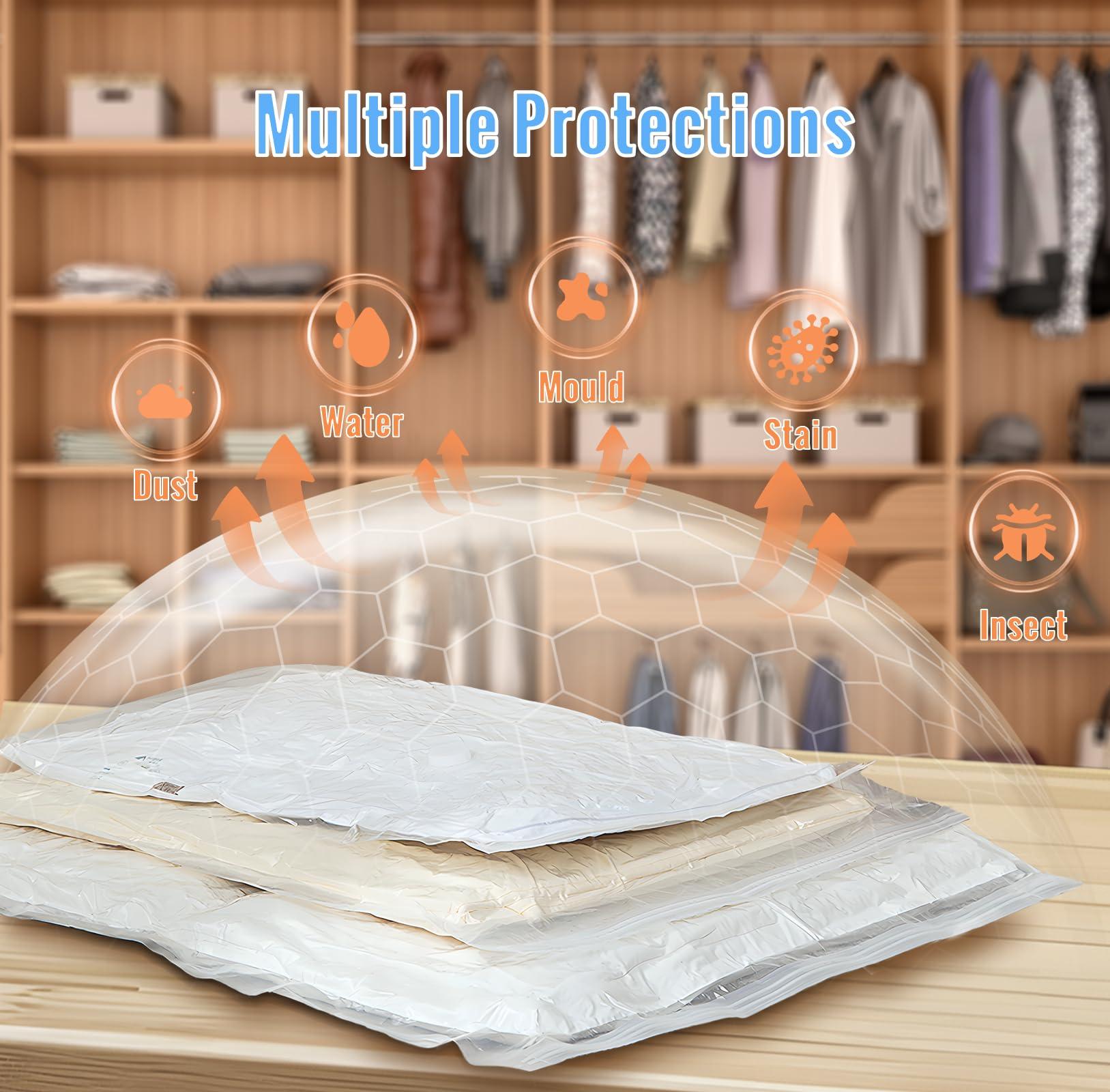 12 Pack Vacuum Storage Bags with Electric Pump, (3 Small, 3 Medium, 3 Large, 3 Jumbo) Vacuum Seal Bags for Clothing, Space Saver Bags for Travel, Luggage Compression Packing - Image 5