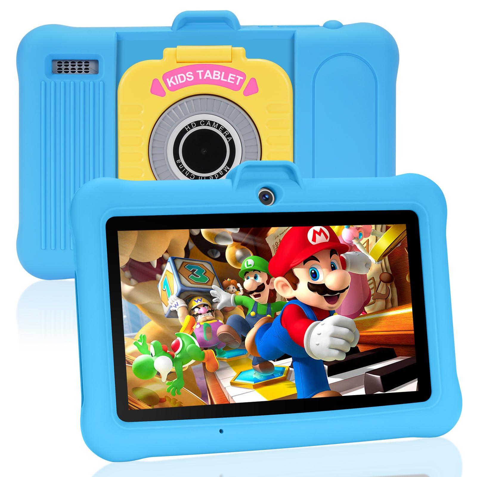 SUMTAB Kids Tablet 7 inch Android 13 Tablet for Kids (Ages 2-14), 8GB RAM 64GB ROM 128GB Expand,Software Pre-Installed, Bluetooth, WiFi,with Shockproof Case