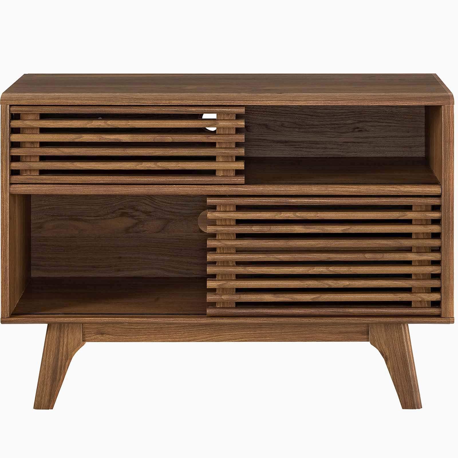 Modway Render Mid-Century Modern Two-Tier Display Stand in Walnut - Image 6