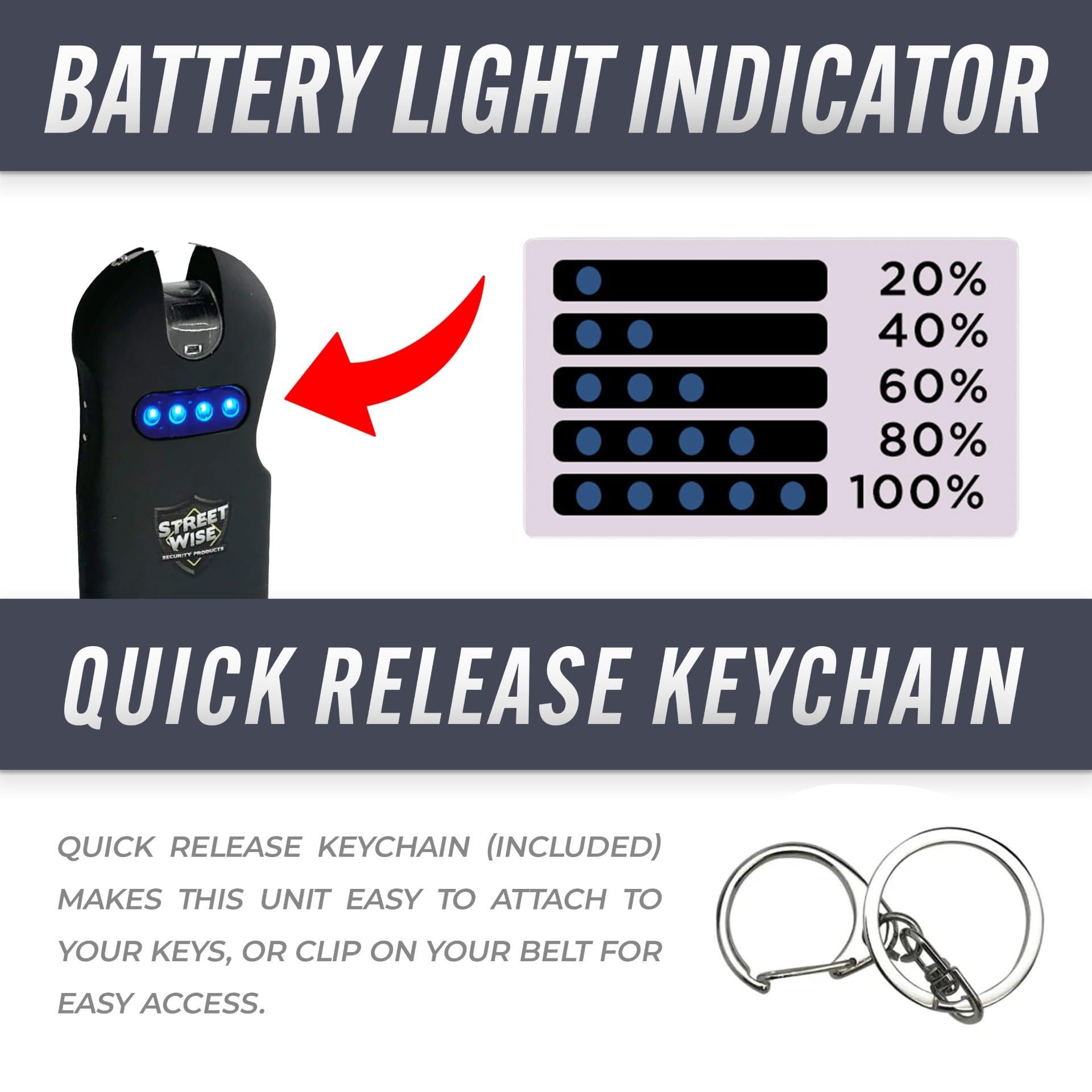 Streetwise Smart 24,000,000 Mini Stun Gun Keychain with Quick-Release, Rechargeable LED Flashlight – Self Defense Stun Gun for Women – Touch-Sensing Safety, Portable Personal Protection - Image 4