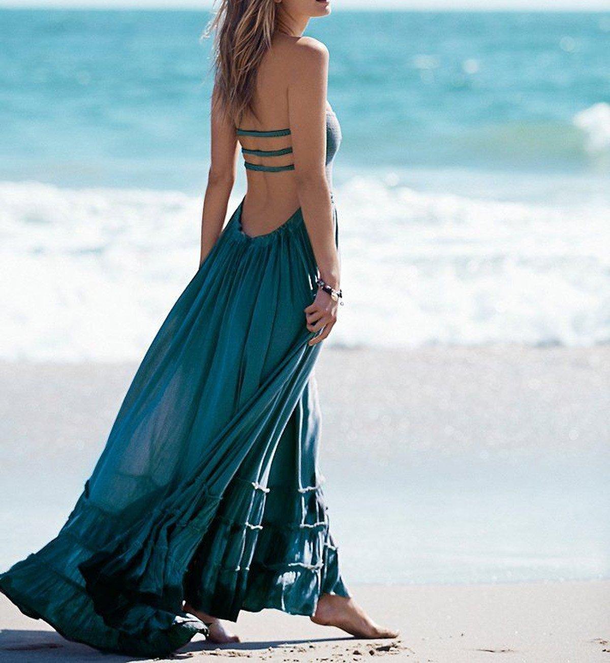 R.Vivimos Womens Summer Boho Sexy Backless Long Dresses - Image 4
