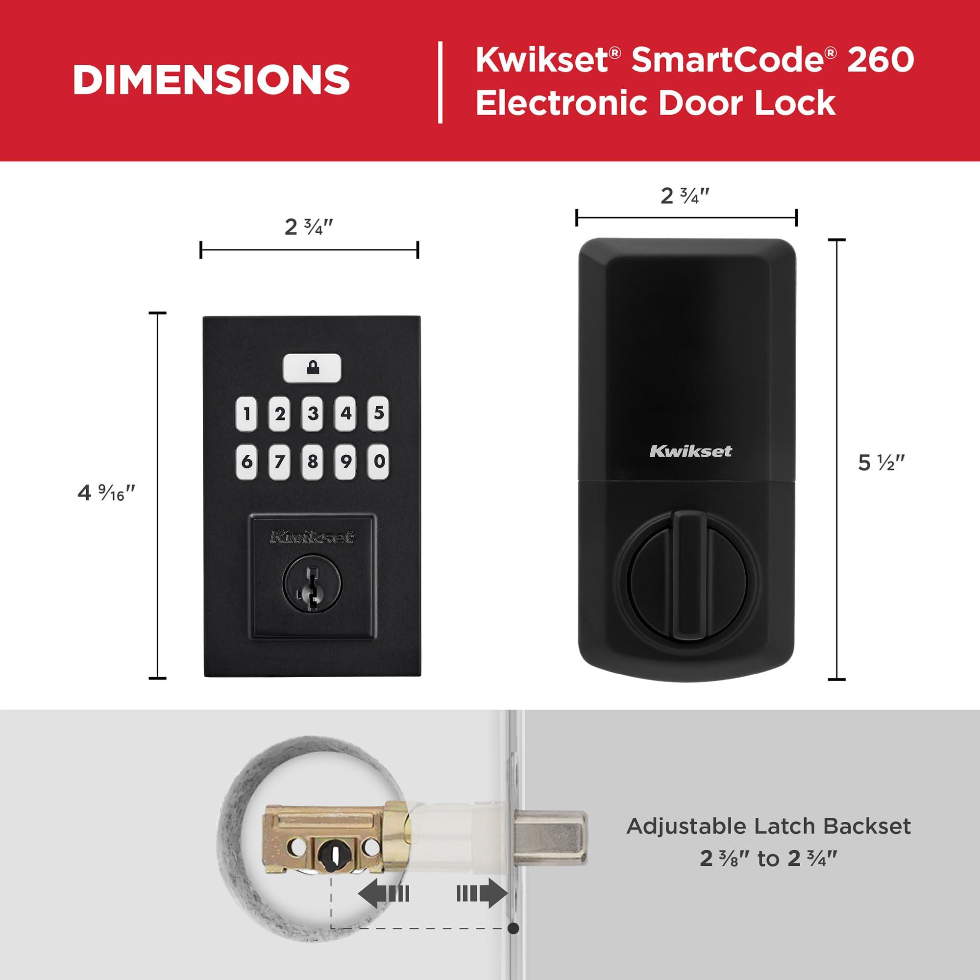 Kwikset SmartCode 260 Keyless Entry Electronic Keypad Deadbolt Door Lock with Auto-Lock, Custom User Codes, Advanced Security in Matte Black Contemporary - Image 2