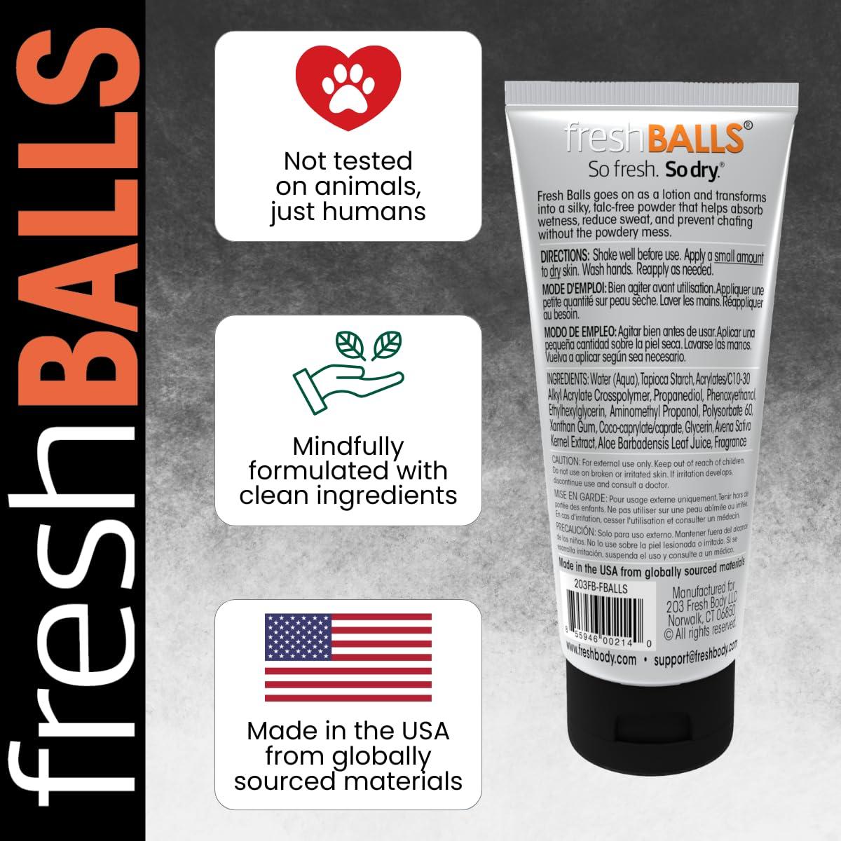 Fresh BALLS Cream | Anti-Chafing Comfort Men's Soothing Lotion to Powder Ball Deodorant and Hygiene for Groin Area, 3.4 fl oz (Pack of 2) - Image 7