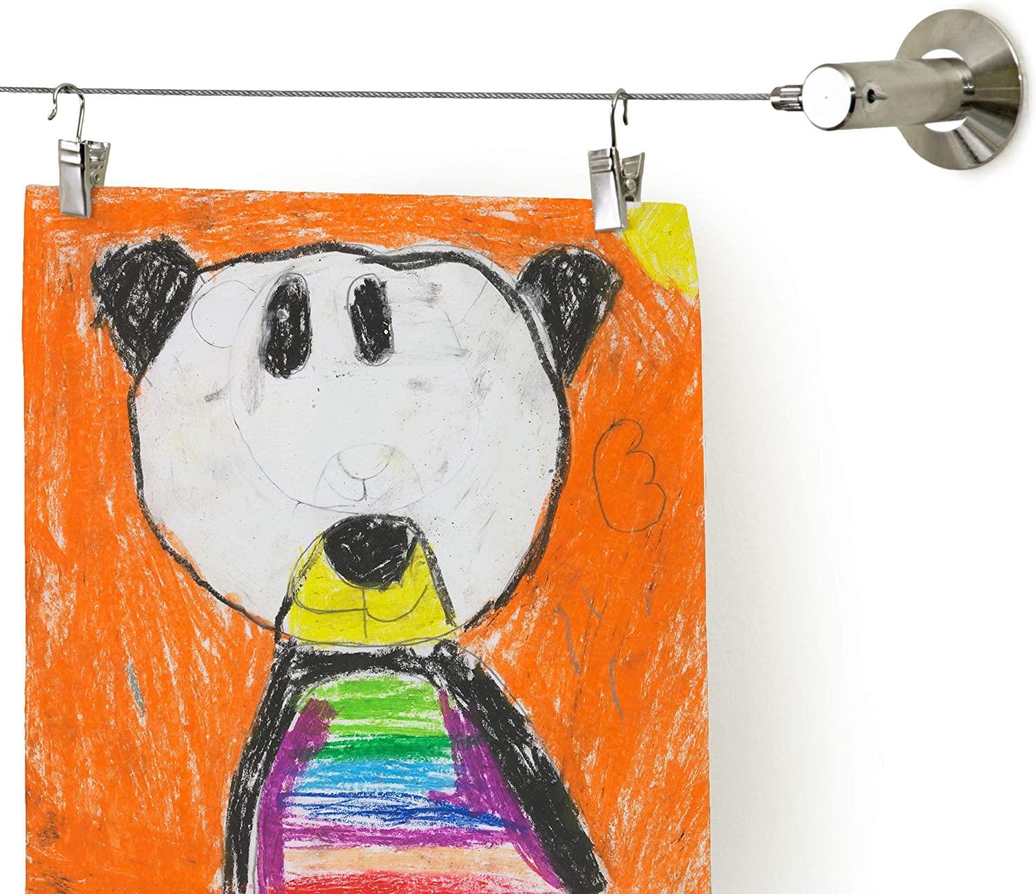 Art Display for Kids Artwork - 10ft Alloy Steel Wire with 48 Clips | Willow & Eva - Image 8