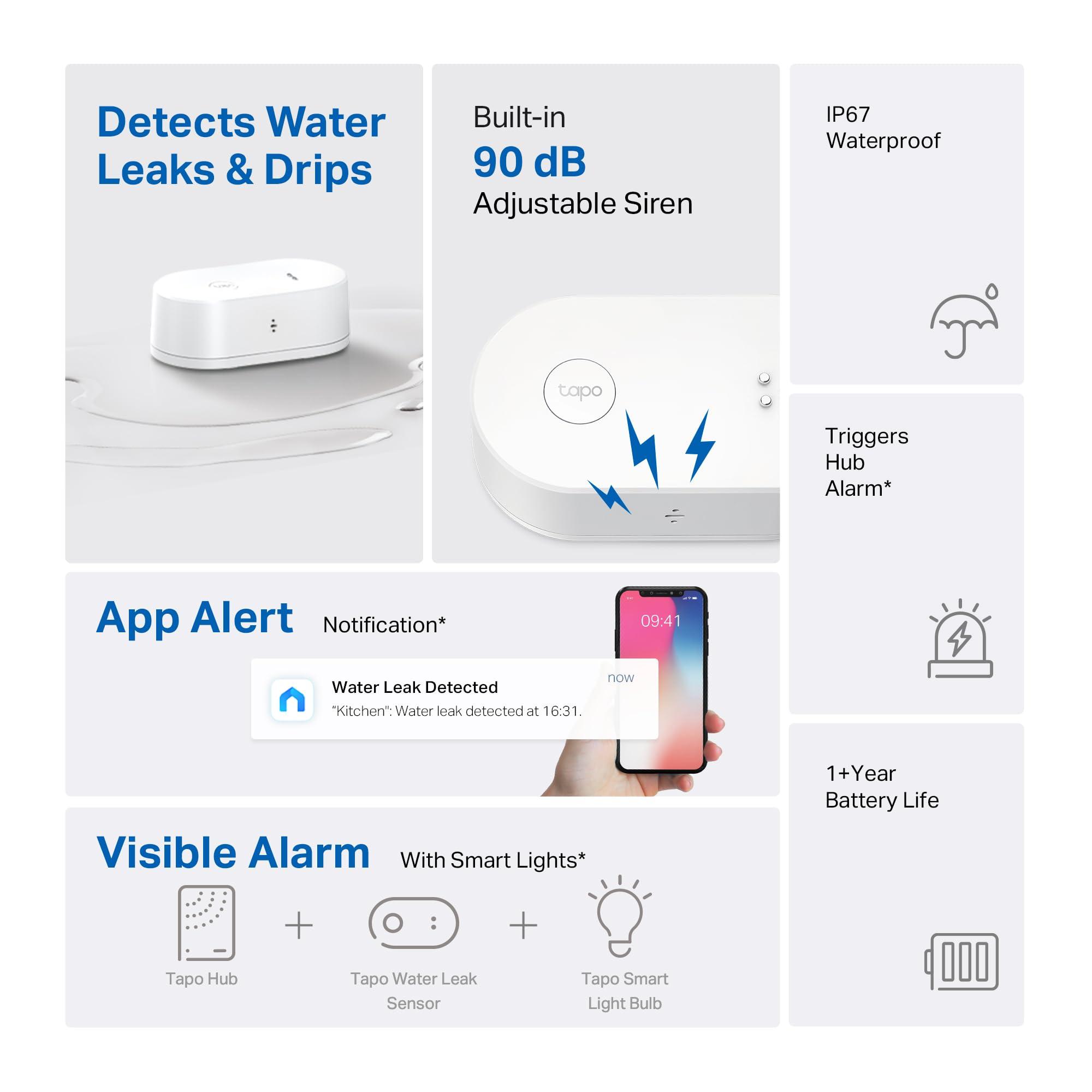 TP-Link Smart Water Leak Detector, Wi-Fi with Rapid Dripping Detection, 90dB Adjustable Alarm, App Alerts, Compatible with Alexa and Google Home - Image 2