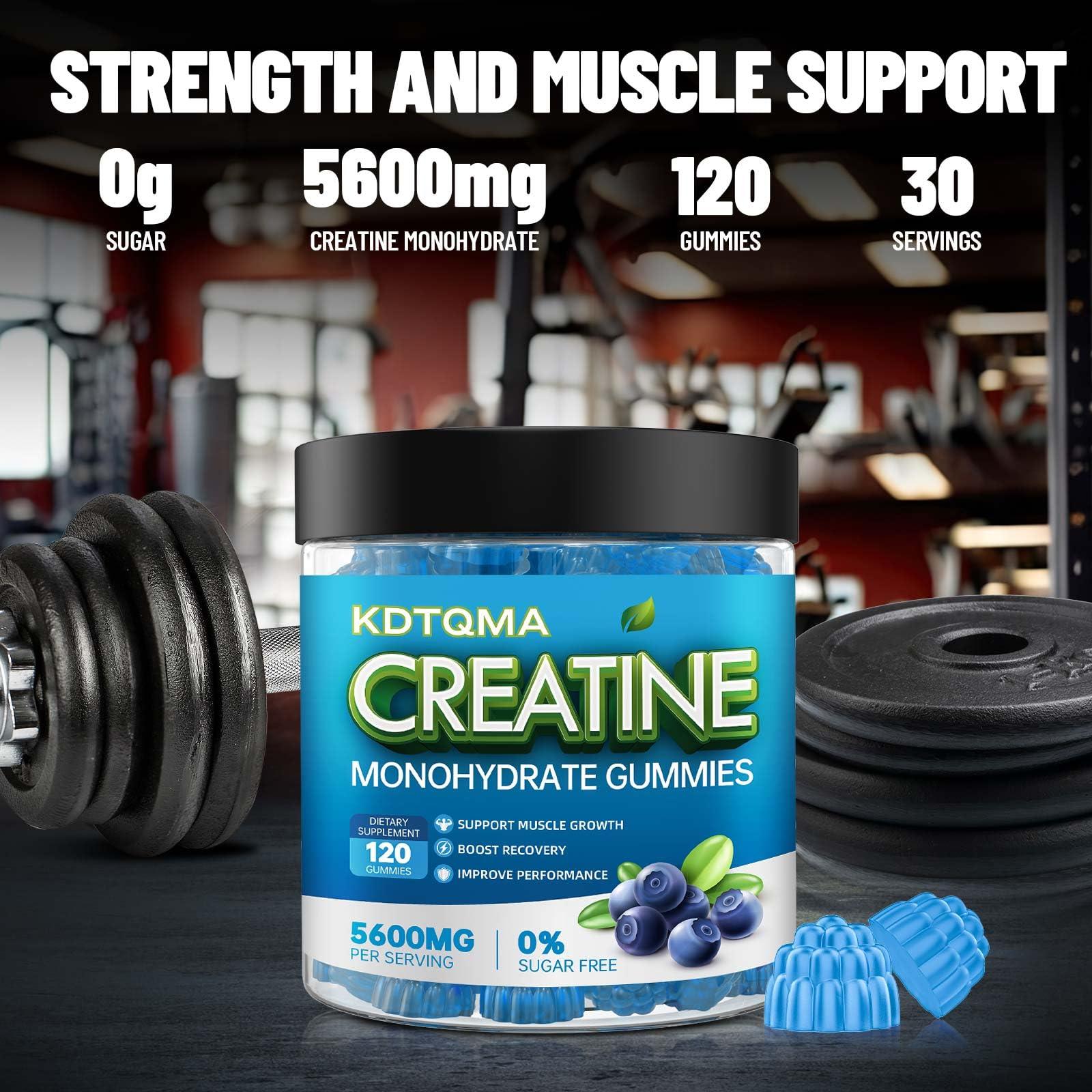 Creatine Monohydrate Gummies for Men & Women 120 CT - 5600mg of Creatine Monohydrate per Serving, Chewable Creatine Monohydrate for Muscle Support & Energy Boost, Sugar Free, Vegan (Blueberry Flavor) - Image 7
