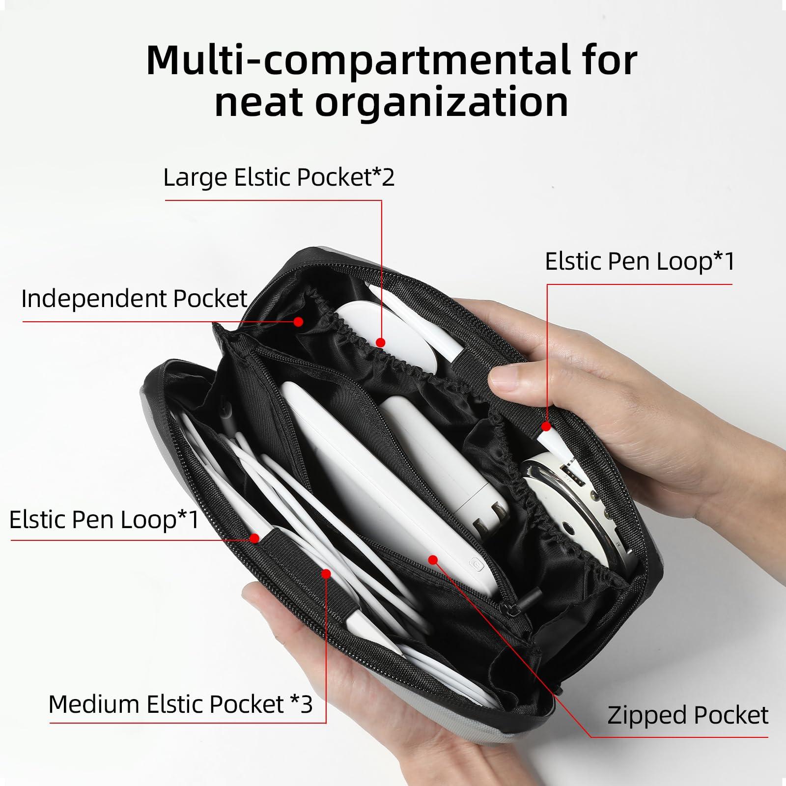 RIGHT AWAY Travel Tech Pouch，Waterproof Cord Case，Electronics Organizer Travel Case，Cable Organizer Storage Bag For Phone, Charger, Accessories(BLACK) - Image 3