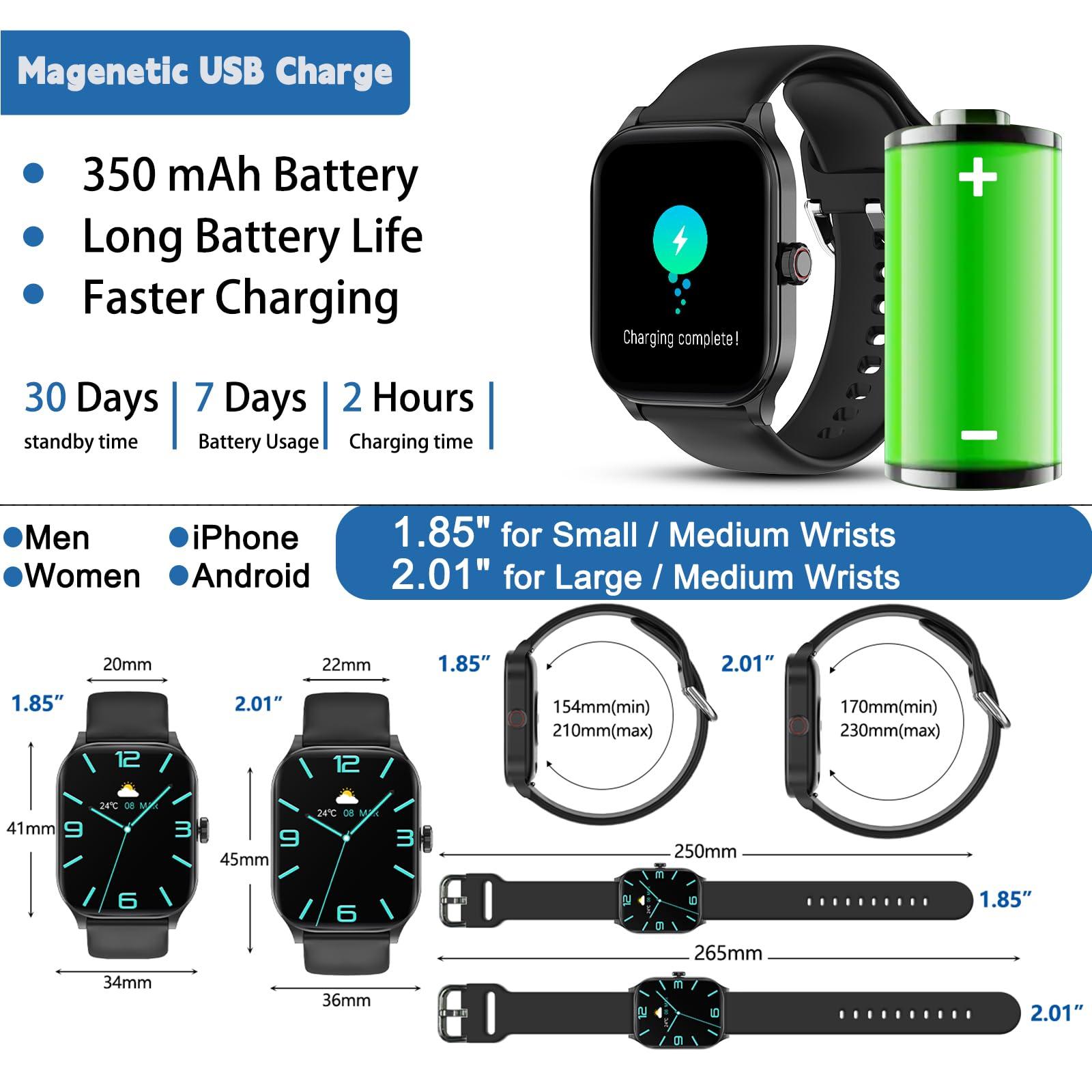 Smart Watch(Answer/Make Call), 2.01" HD Smartwatch for Women Men, Fitness Tracker with 100+ Sport Modes, IP68 Waterproof, Heart Rate/Sleep/Spo2 Monitor, Activity Tracker for Android and iPhone - Image 7