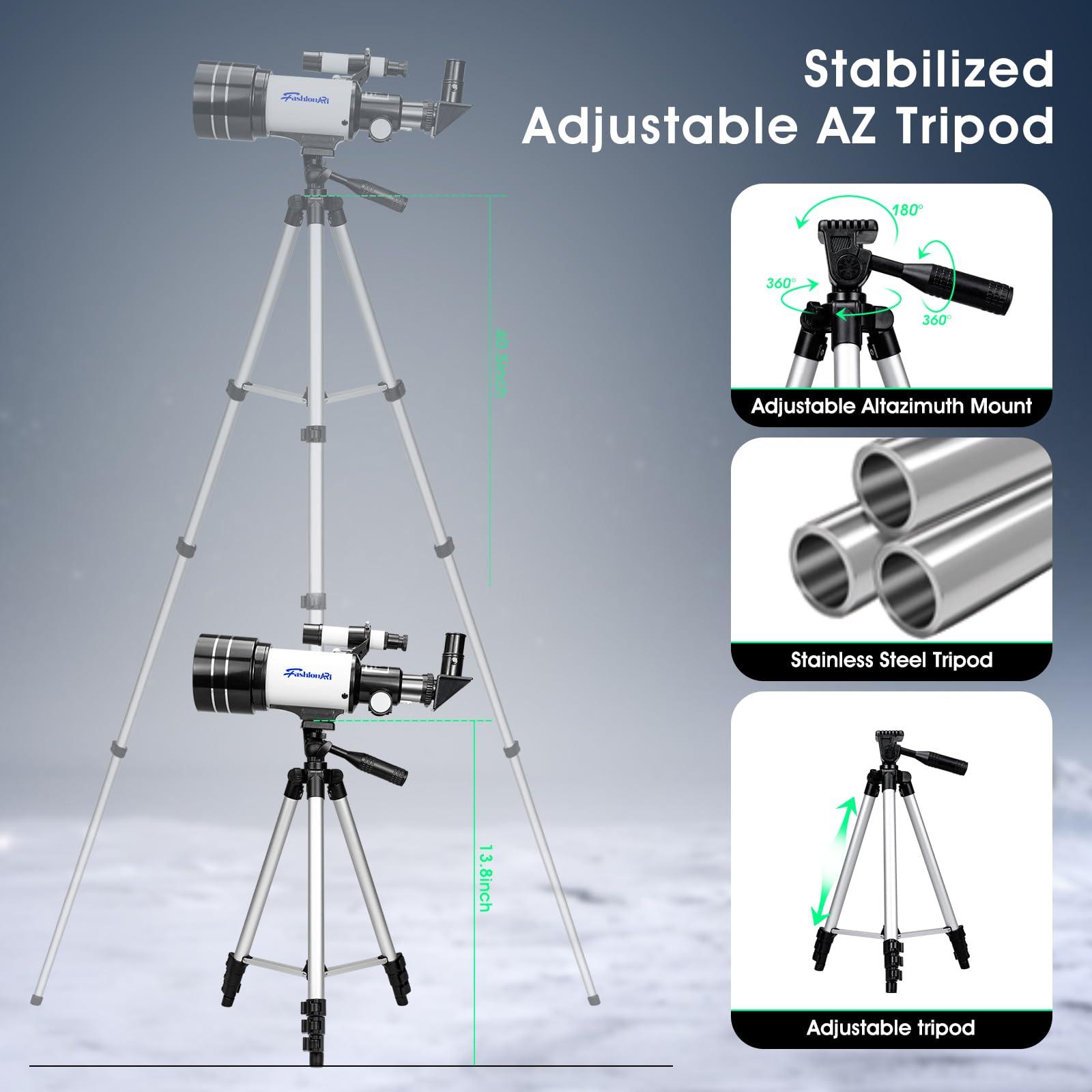 Telescope for Kids Beginners, Telescope for Kids 8-12, High Power 70mm Aperture 300mm Focal Length Astronomical Scope with Wireless Remote - Image 6