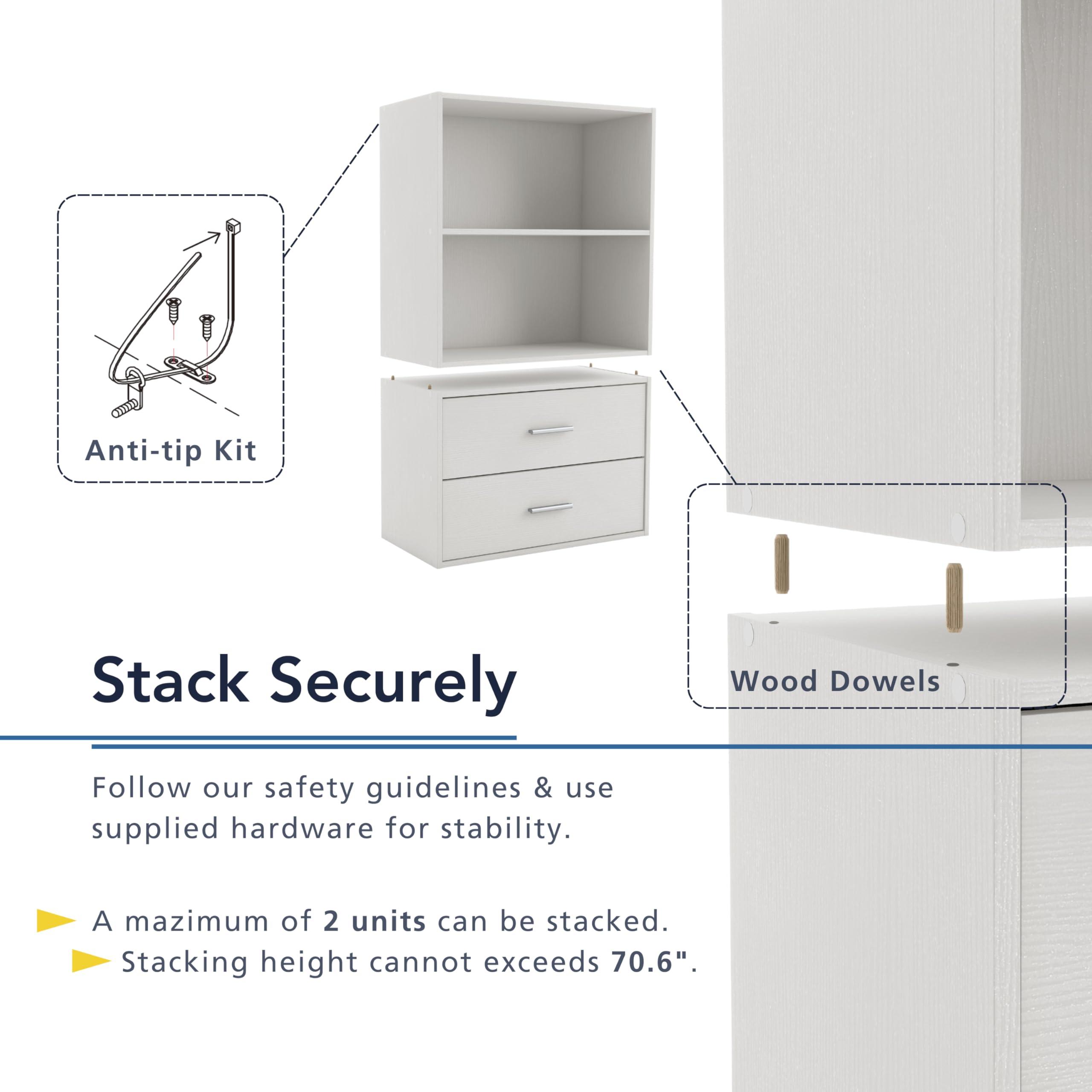 HOMES: INSIDE + OUT Apexa 2-Tier Cube Storage Organizer Shelves, Stackable Wood Bookcase Fits Cubby Bins for Organization, Dorm Teen Room Decor & Home Office, Black - Image 5