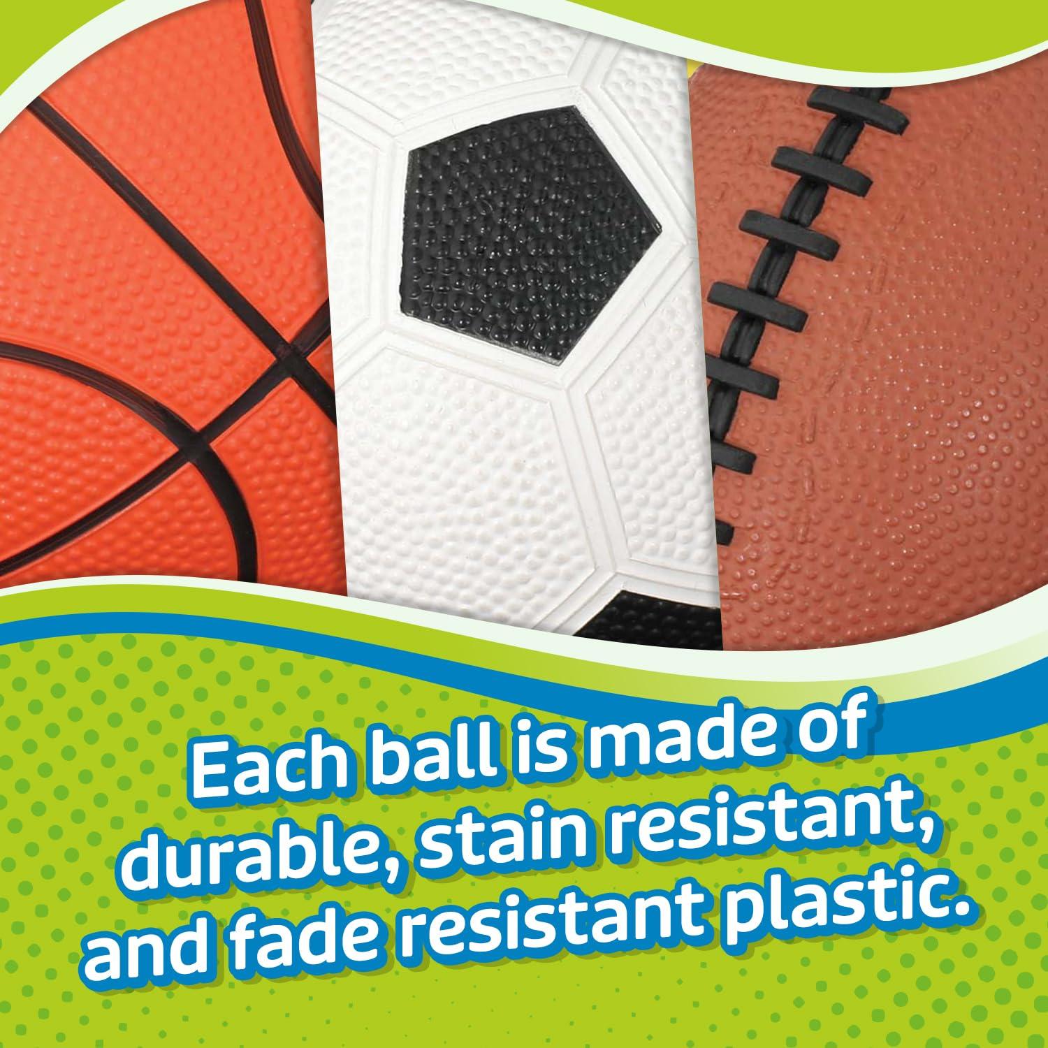 Toysmith Get Outside GO! Pro-Ball Set, Pack of 3 (5-inch soccer ball,6.5-inch football and 5-inch basketball) (2709) - Image 5