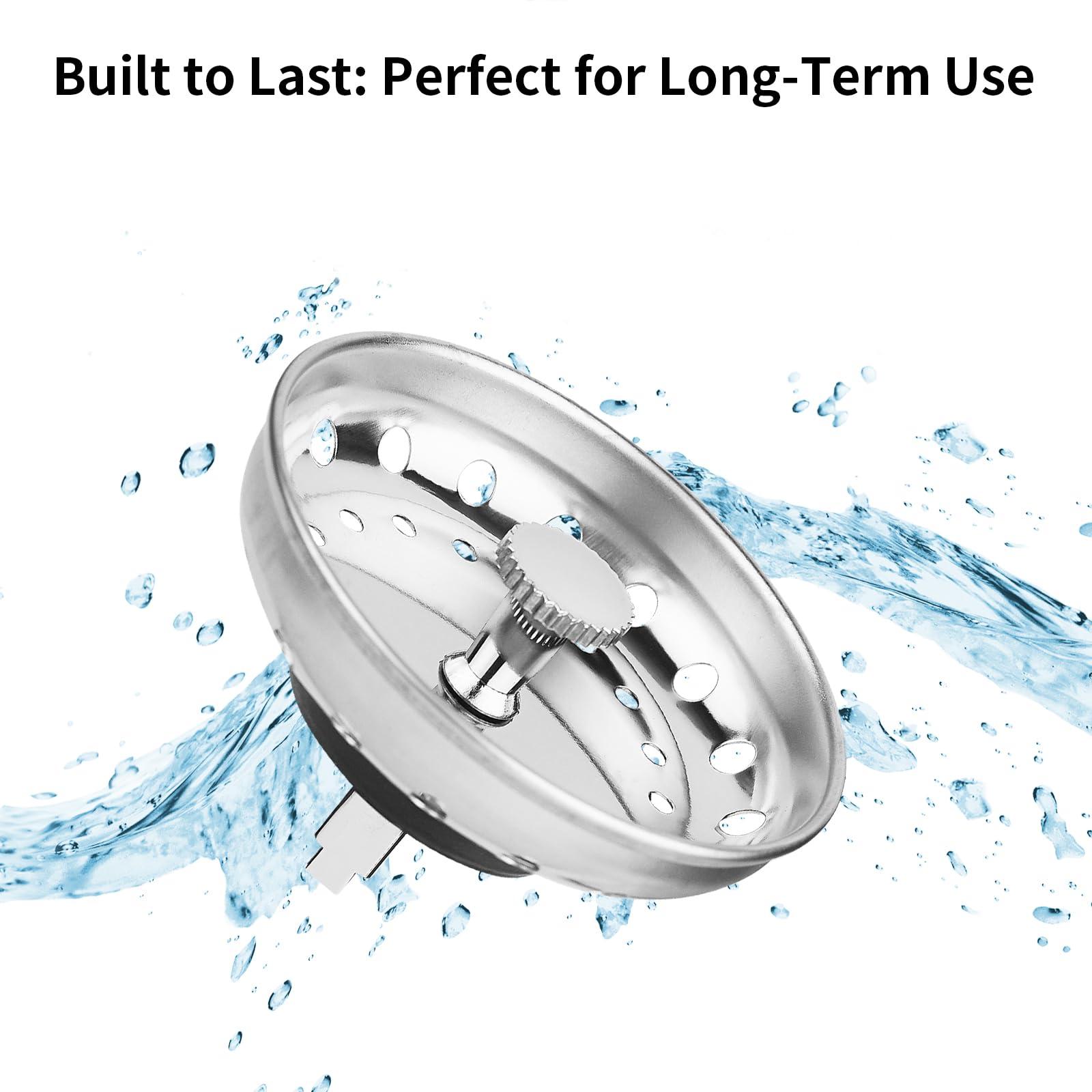 Fri4free 2PCS Kitchen Sink Drain Strainer & Stopper Combo for Standard 3-1/2 Inch Drain, Stainless Steel Strainer Basket with Rubber Stopper Bottom, Kitchen Sink Plug Cover Catcher - Image 7