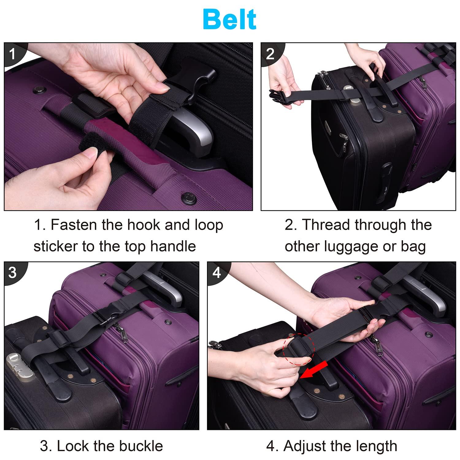 Wisdompro 2 Pcs Add a Bag Luggage Strap, Heavy Duty Adjustable Suitcase Belt Travel Attachment Travel Accessories for Connecting Your Luggage Together - Black (T-Type and Normal) - Image 7