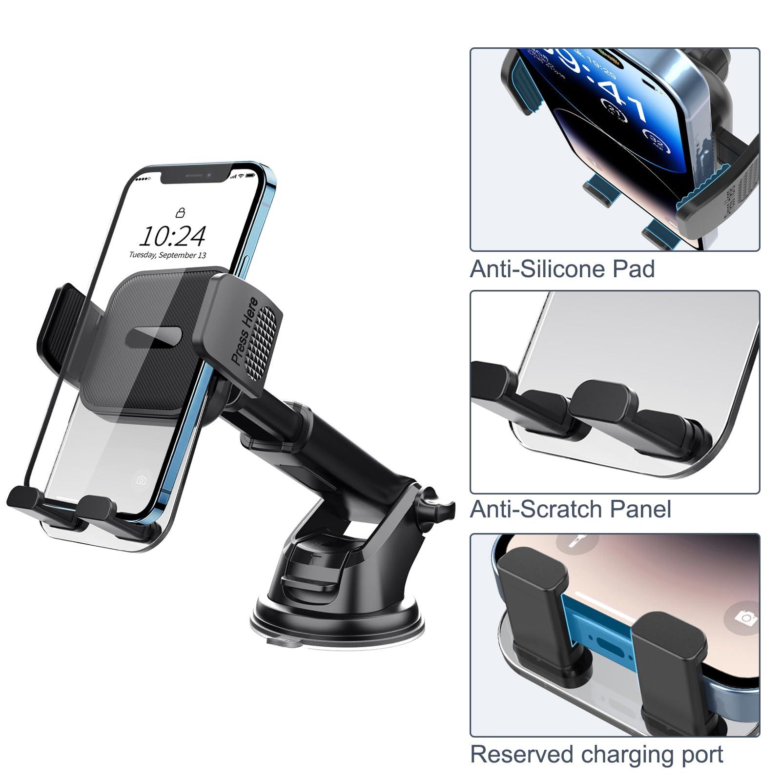 Sinytuto 1 PC Car Mobile Phone Holder, Windshield Dashboard Suction Cup Navigation Bracket, Anti-Shake Stabilizing Stand for iPhone Smartphones, Universal for Automotive Interior Accessories (Black) - Image 4