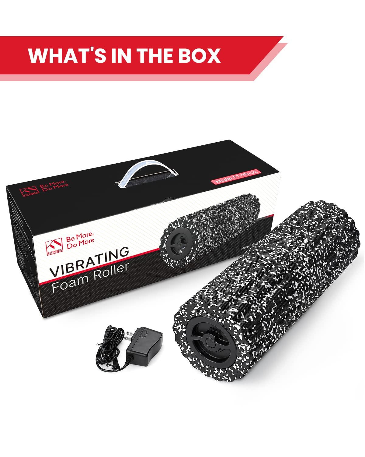 FITINDEX Vibrating Foam Roller for Muscle Deep Tissue, Back Pain Relief, FSA or HSA Eligible, Leg Foot Neck Massager, Exercise, Pilates, Muscle Recovery, Physical Therapy, 4-Speed, Rechargeable, Black - Image 7